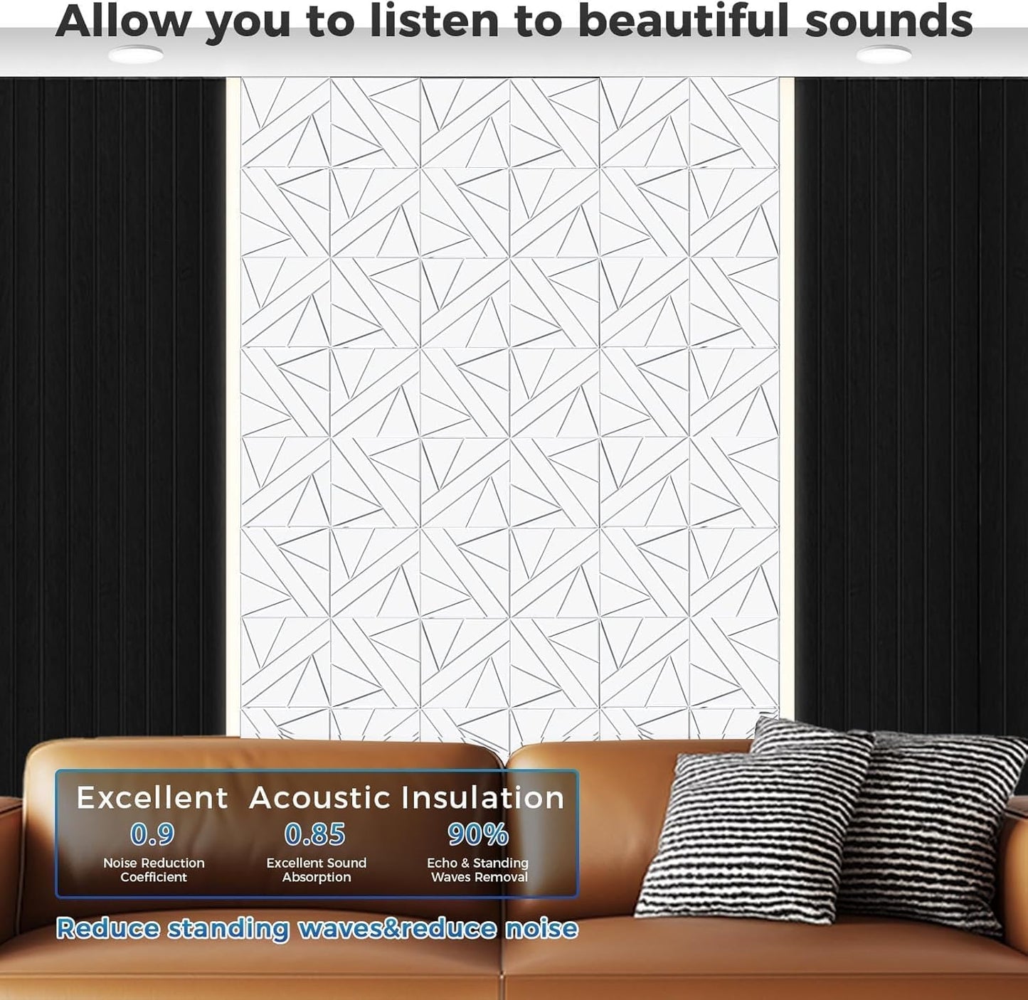 【10 Pack】 Acoustic Panels Self-Adhesive (0.4" Thick | 0.8lb/ft³ Medium Density) - 12x12 Soundproof Foam Tiles for Home Office/Wall Sound Absorption, Noise Reduction Panels Studio Use - White