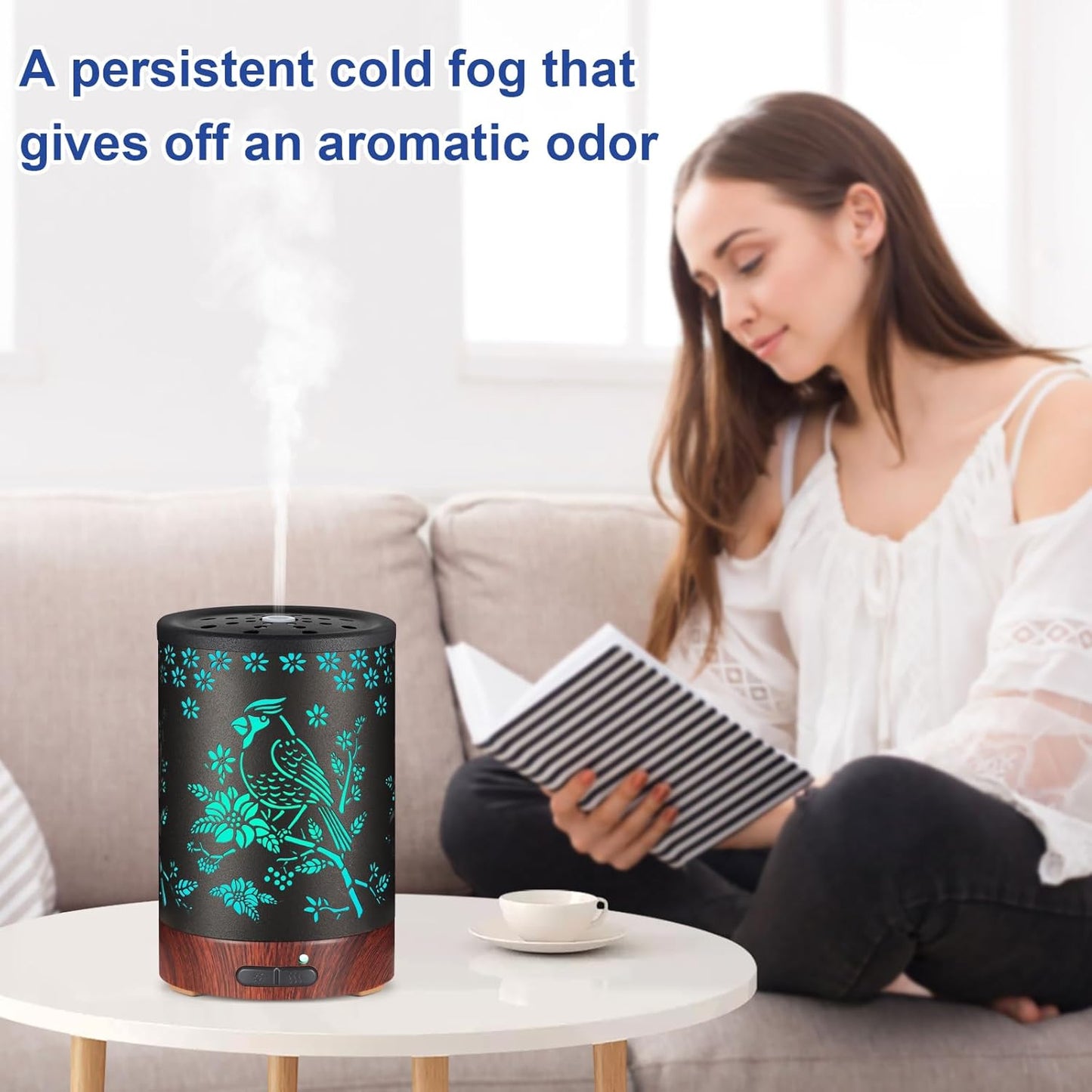 Essential Oil Diffuser- Aromatherapy Diffuser with7 Colors Light and Auto-Off for Women Metal Cool Mist Humidifier for Home and Office for Mom Women（Cardinal）