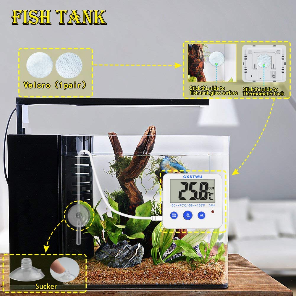 Fridge Freezer Thermometer Max/Min Memory High & Low Temperature Alarms Settings with LED Indicator Digital Refrigeration Thermometer with Magnetic,Stander (WhiteMeter2pack)