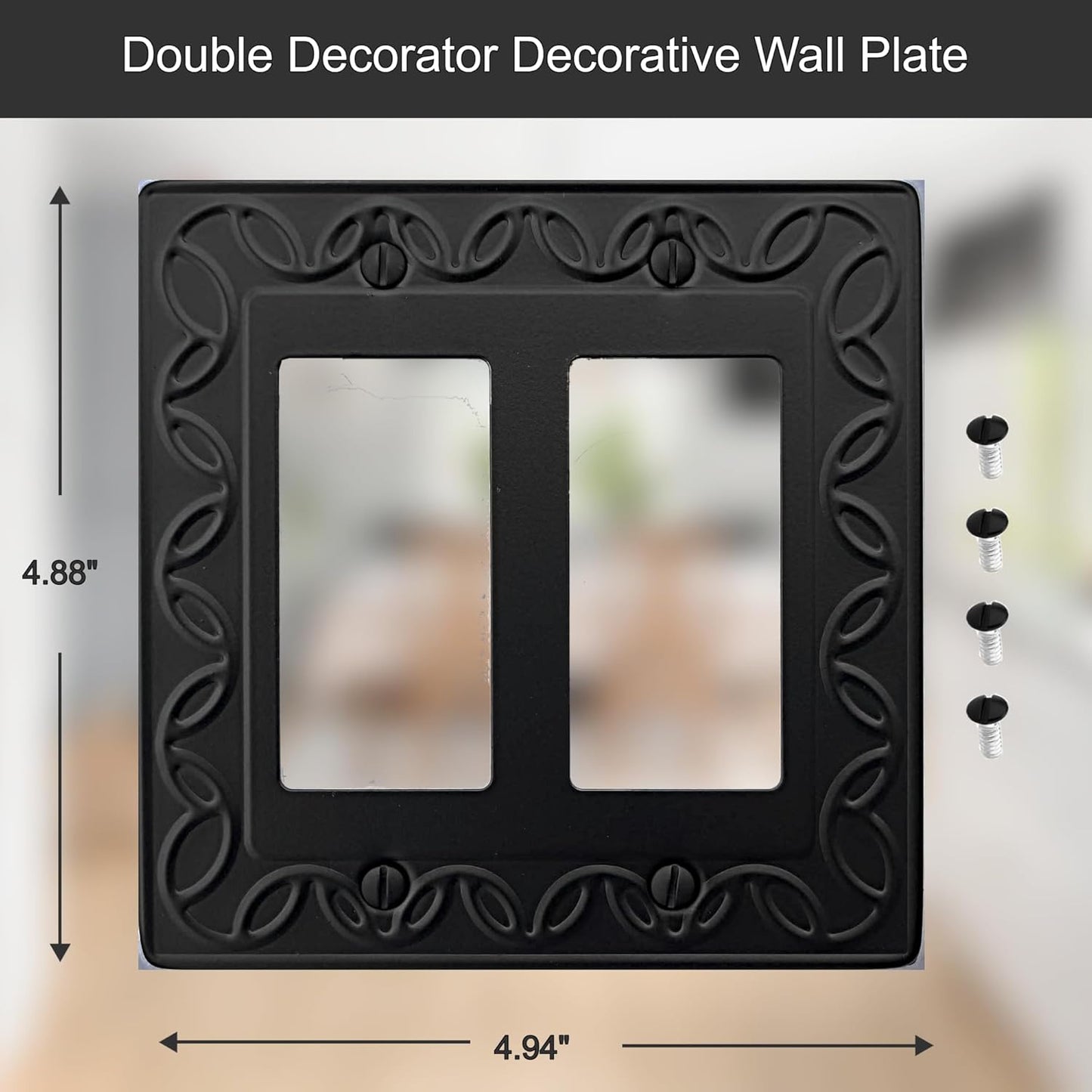 Double Decorator Light Switch Cover NovaBloom Metal Wall Plate, 2-Pack Black 2 Gang Double Rocker, for Receptacle Dimmer GFCI Outlet Switch Cover Decorative Wallplate, Durable