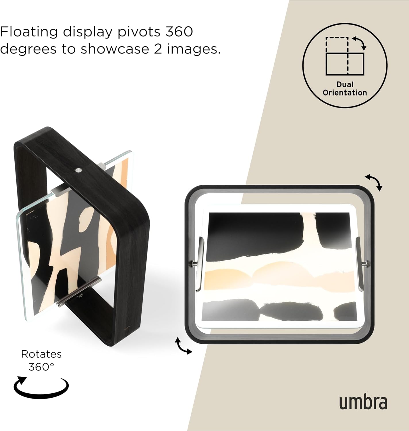Umbra Bellwood 8x10 Desk Picture Frame with Bent Wood Trim and Two-Sided Rotating Display, Walnut