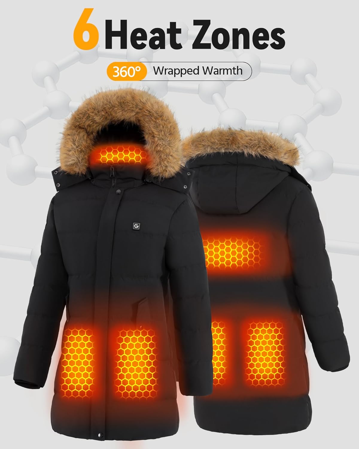 Graphene Women Heated Jacket 12V Fast Charge 18400mAh Large Capacity Warm
