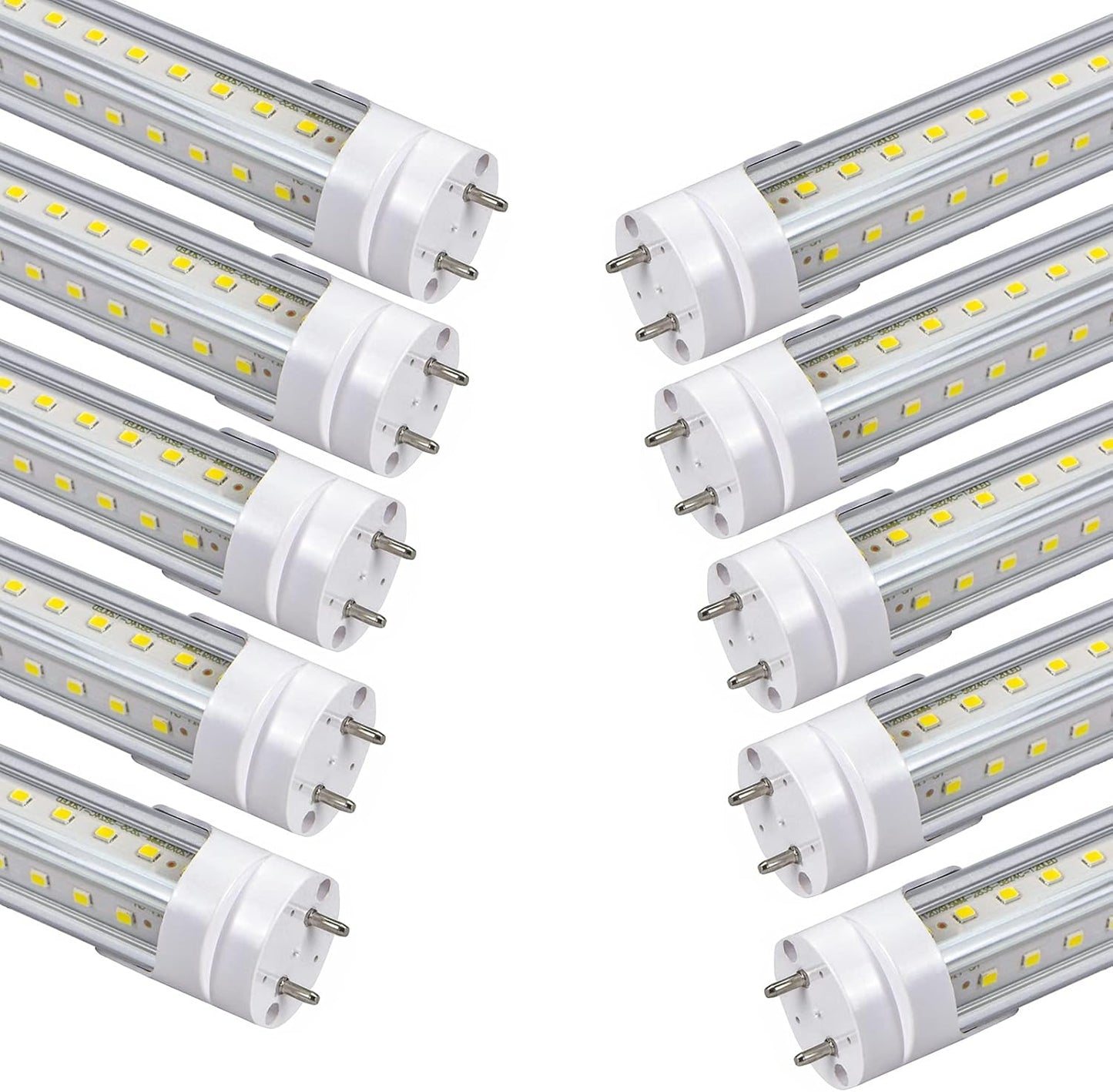 T8 2 Foot LED Tube Lights,20W 2000lm,G13 Bi-pin Base,24 inches End to End,F17T8 F18T8 Fluorescent Tubes Replacement,White 6500K 2ft LED Bulbs,Ballast Bypass,Dual-Powered for Cabinet,Pack of 10