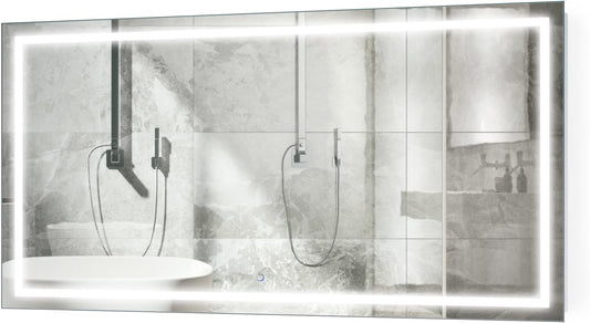 Krugg | Large 66 Inch X 36 Inch LED Bathroom Mirror | Lighted Vanity Mirror Includes Dimmer & Defogger | Wall Mount Vertical or Horizontal Installation