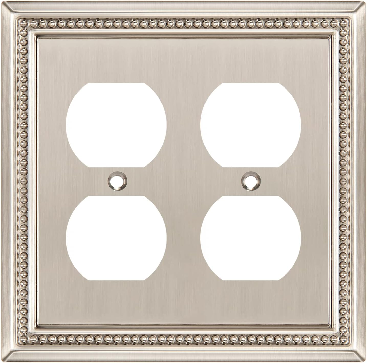Henne Bery Sunken Pearls Heavy Duty Decorative Wall Plate Switch Plate Outlet Cover (Double Duplex, Satin Nickel)