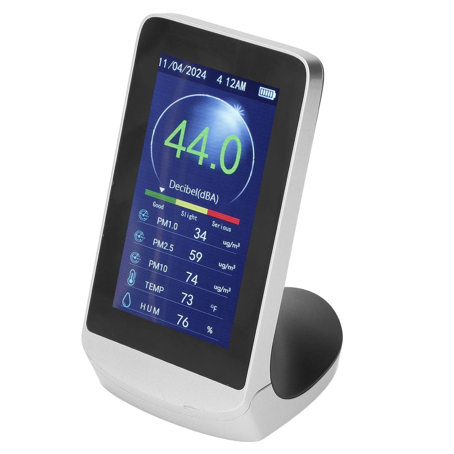 Pissente Decibel Meter Wall Hanging LCD Sound Level Reader 30130db Noise Time Temp Humidity PM 2.5 1.0 10 Teter for Home