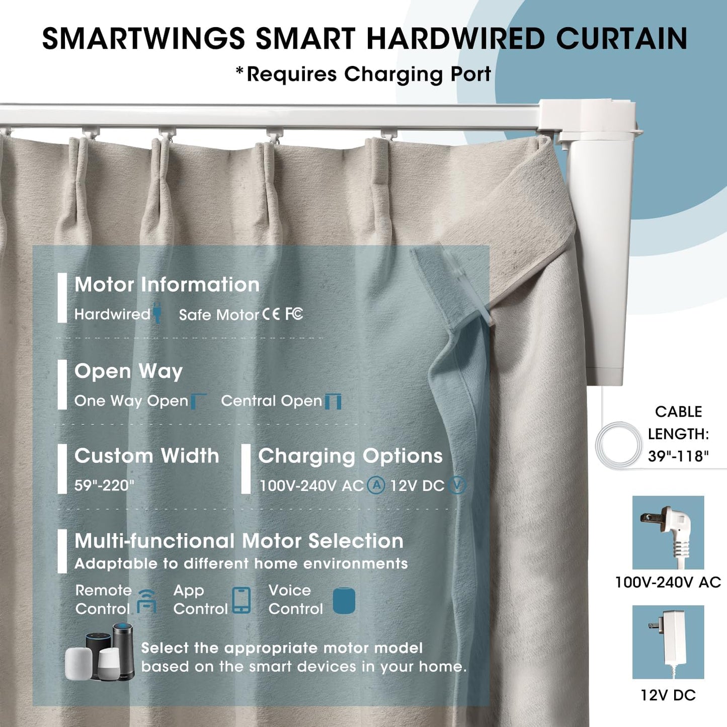 SmartWings Automatic Curtain Opener with Drapery, Motorized Vertical Blinds with Remote, Electric Closet Doors Sliding Panels Compatible with Alexa Google Homekit, 90% Blackout Milky Coffee