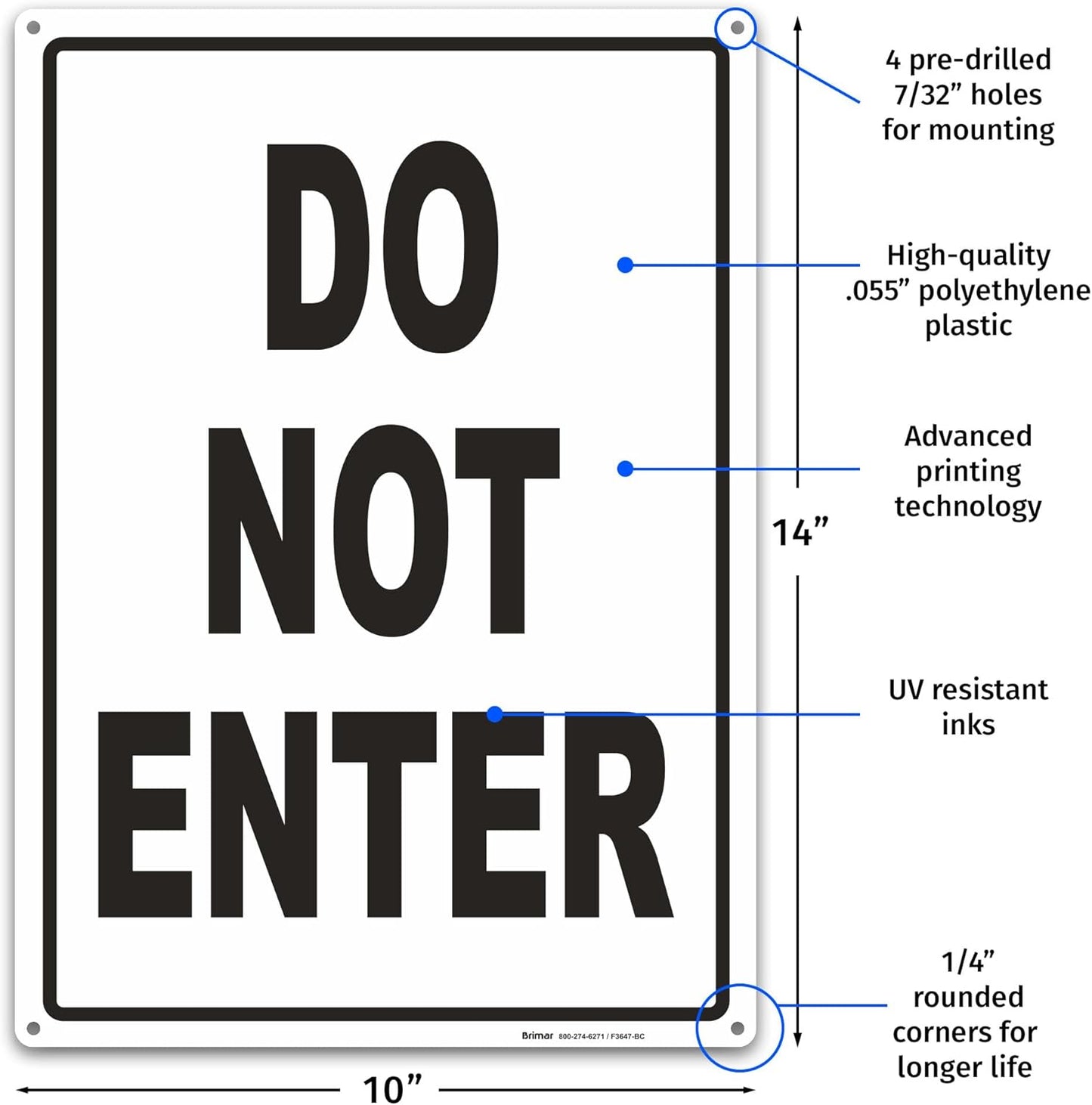 Brimar - 10" x 14" - Do Not Enter Sign - .055″ Polyethylene Plastic - Clear Warning - Easy Installation