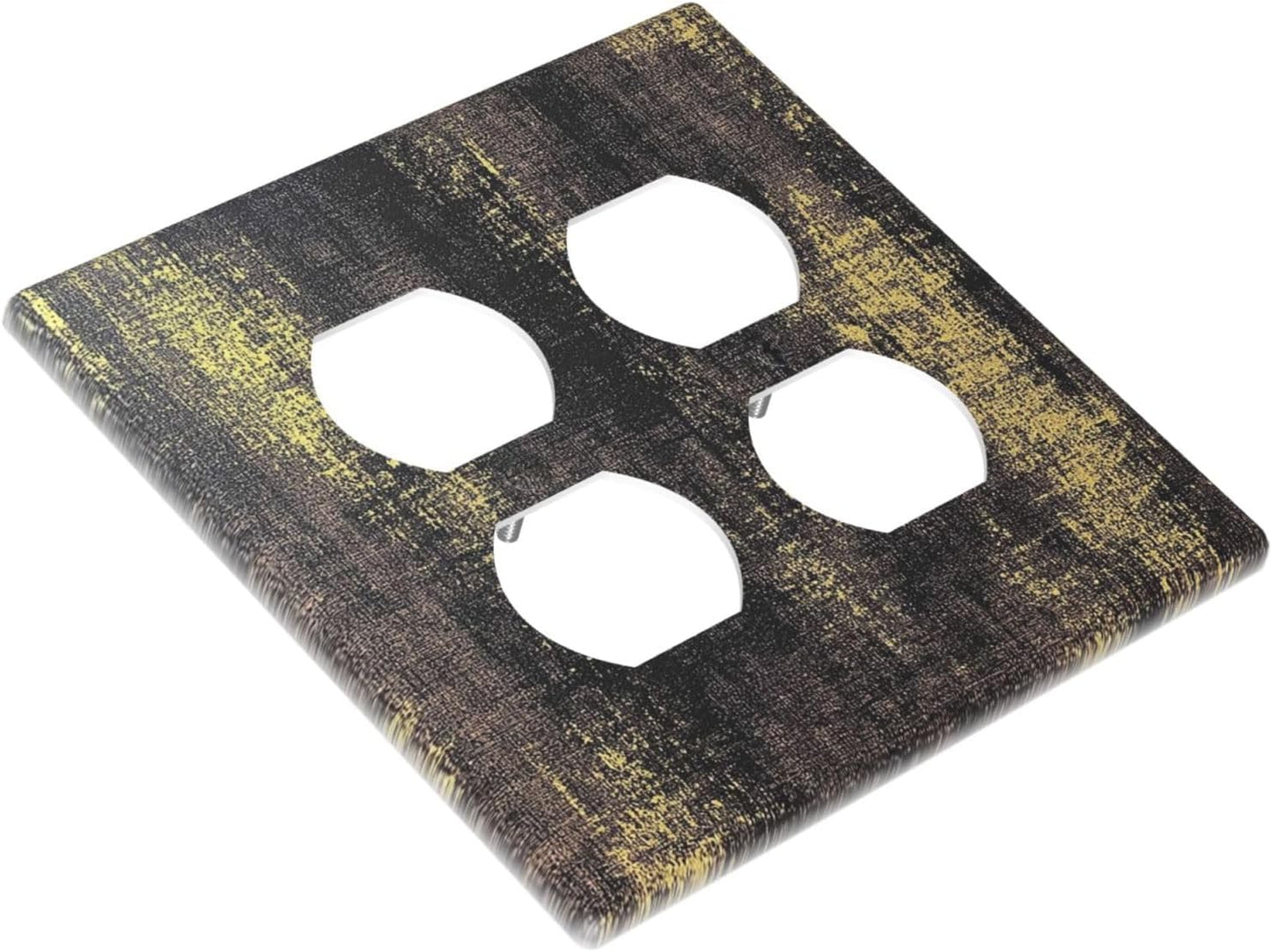 Outlet Covers Vintage Industrial Rusty Metallic 2 Gang Double Duplex Decorative Light Switch Covers Electrical Wallplates Socket Faceplate For Farmhouse Cabin Decor