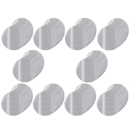 Non Fading White Reflective Stickers 1-inch Diameter Round Reflector, Outdoor Waterproof High Visibility Warning Adhesive Tape (100 Pcs)