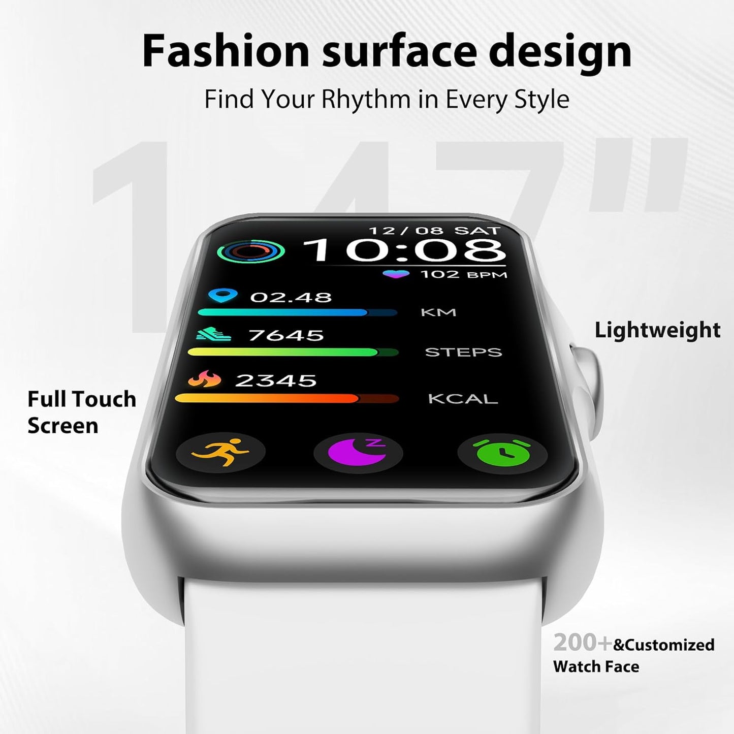 Fitness Tracker with 24/7 Continuous Heart Rate, Blood Oxygen Monitor, Smart Watch with Sleep Monitor, IP68 Waterproof Activity Tracker Step Counter for Women Men