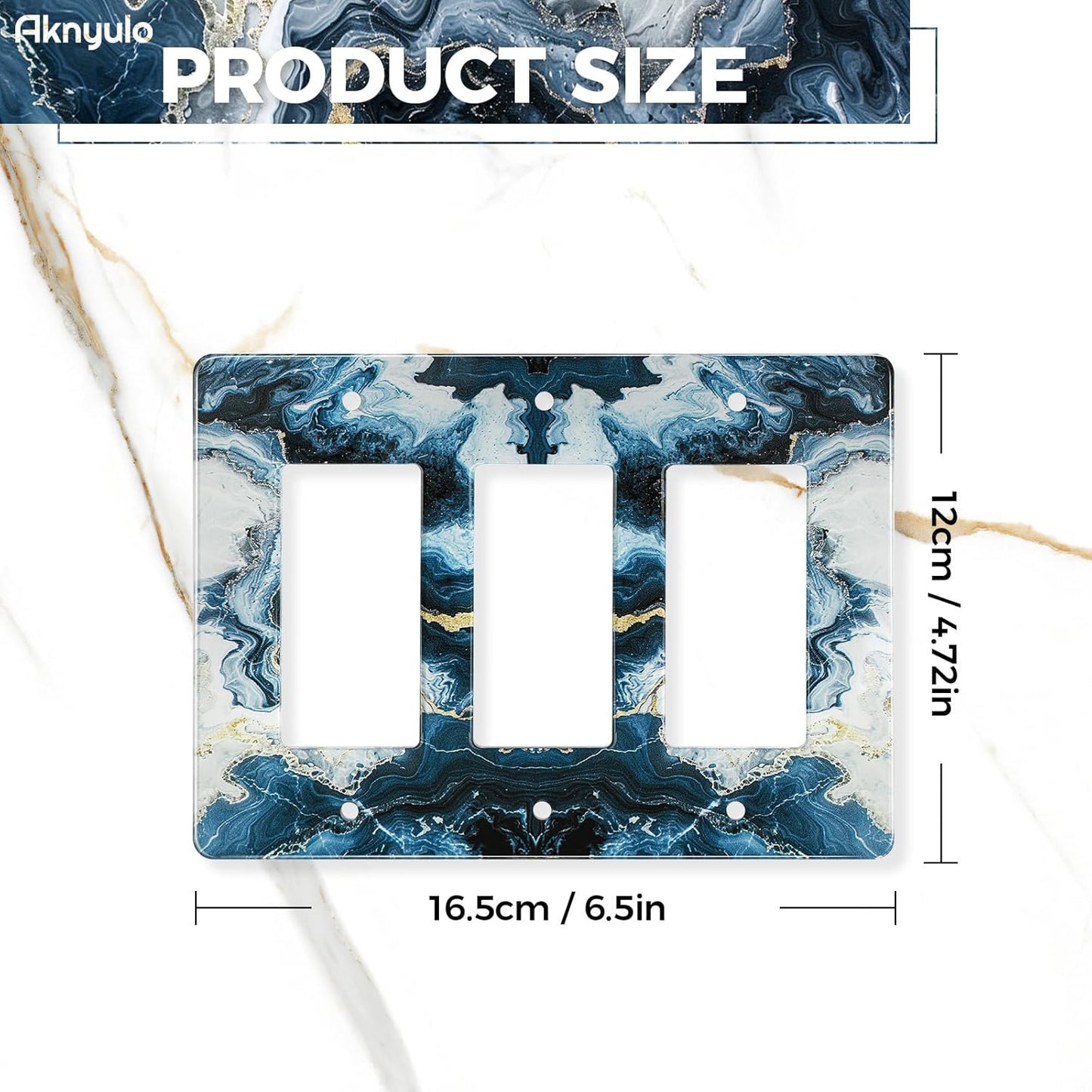 Luxurious Blue and Gold Marble Wall Plate Acrylic Wall Plate Cover Switch Plate Cover Light Switch Cover Switch Cover Decorative 3 Gang Toggle Outlet Covers Switch Cover