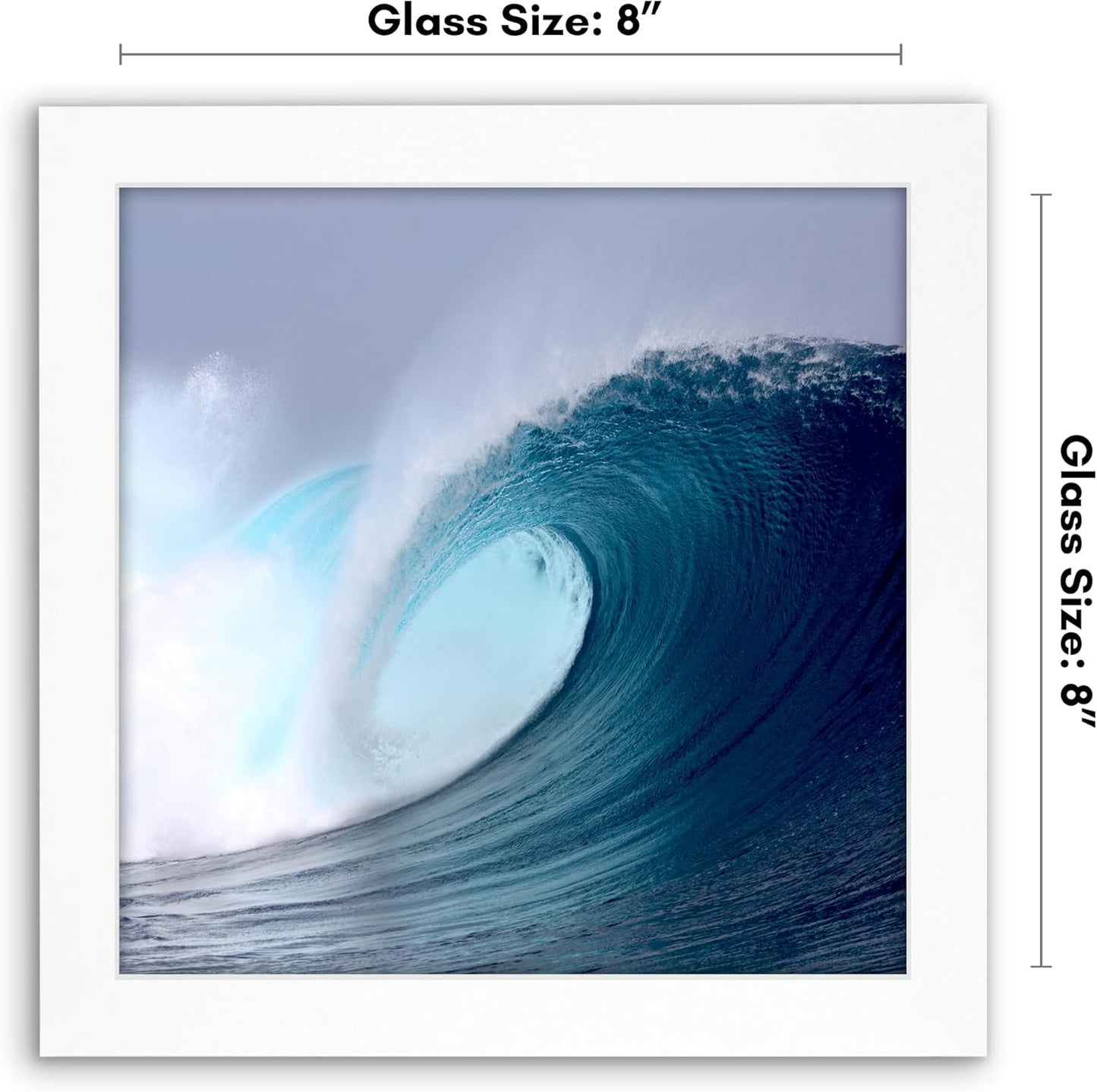 Americanflat 8x8 Picture Frame with Shatter-Resistant Glass - Signature Collection - Gallery Style Frames Made of Engineered Wood - Square Frame for Tabletop and Wall Display - White