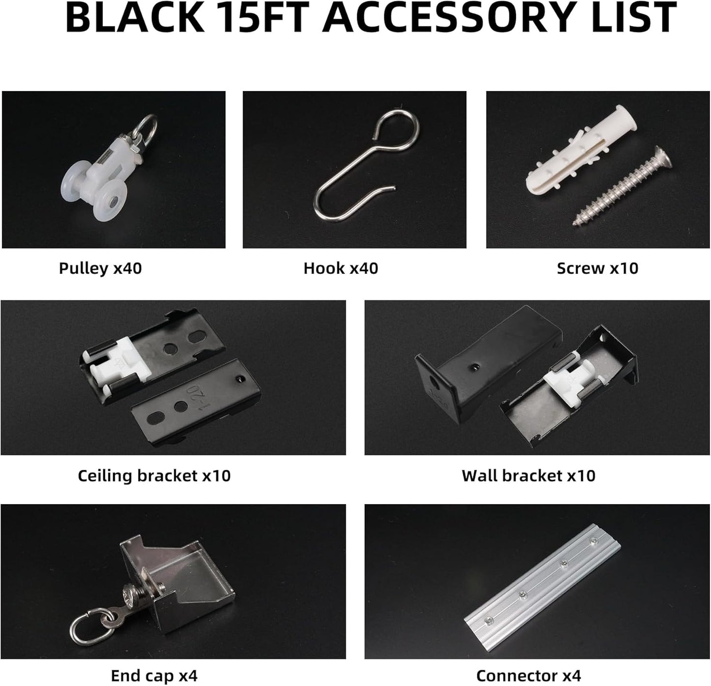 Curtain Track for Ceiling or Wall, Heavy Duty Aluminum Alloy with Smooth Sliding, Easy to Install, Black, 3ft To 15ft