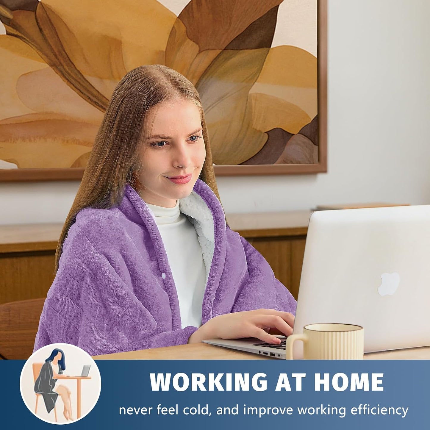 BOMOVA Heated Electric Blanket Twin Size- 62" x 84" Heating Blanket with 10 Heating Levels & 8 Hours Auto Off, Warm Flannel Blanket, Christmas Birthday Gifts for Women