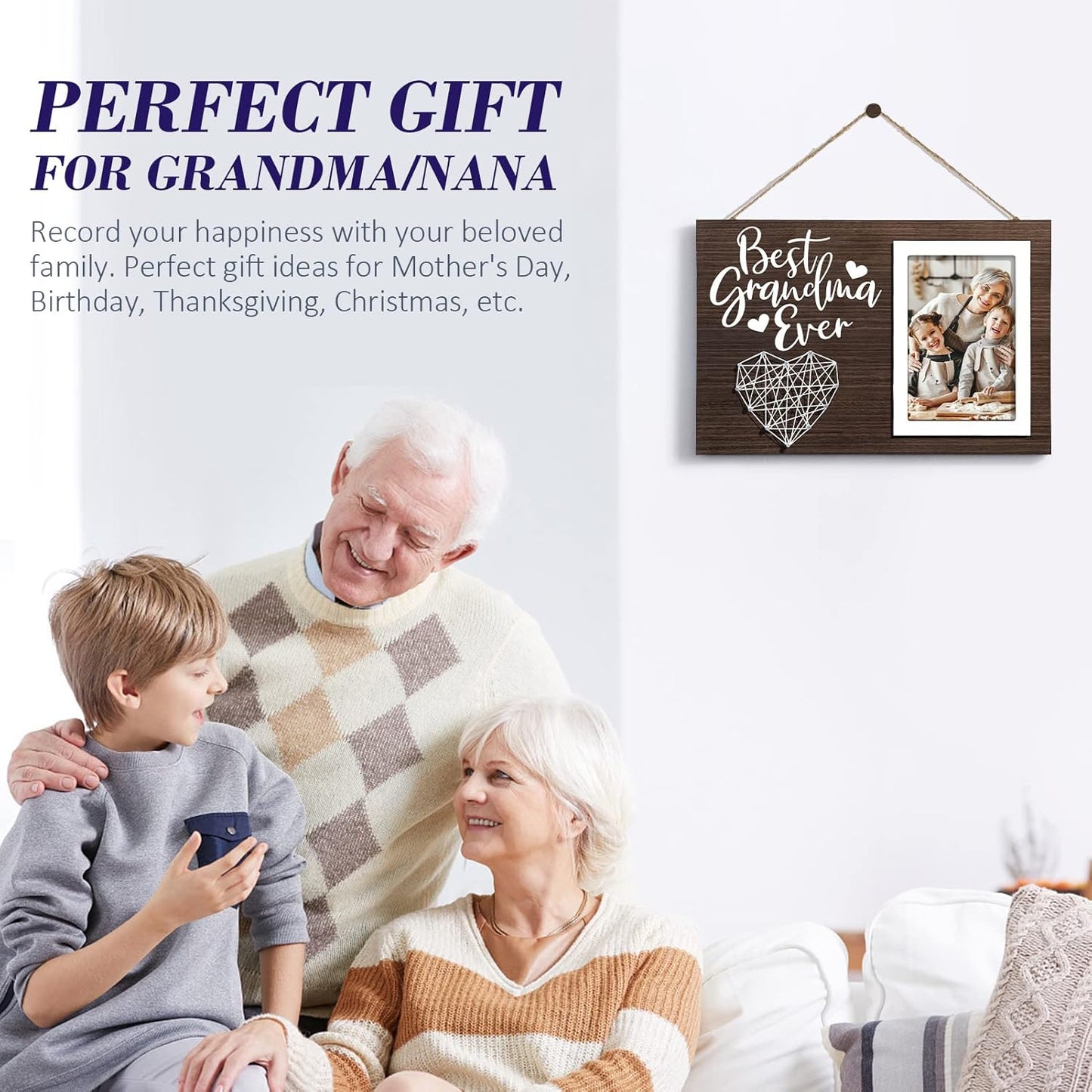 Grandma Gifts Picture Frame, Christmas Gifts for Grandma from Grandchildren Granddaughter, Nana Gift Best Nana Ever Grandkids Photo Frame Grandmother Birthday Thanksgiving Mothers Day Gift - 4x6 Photo