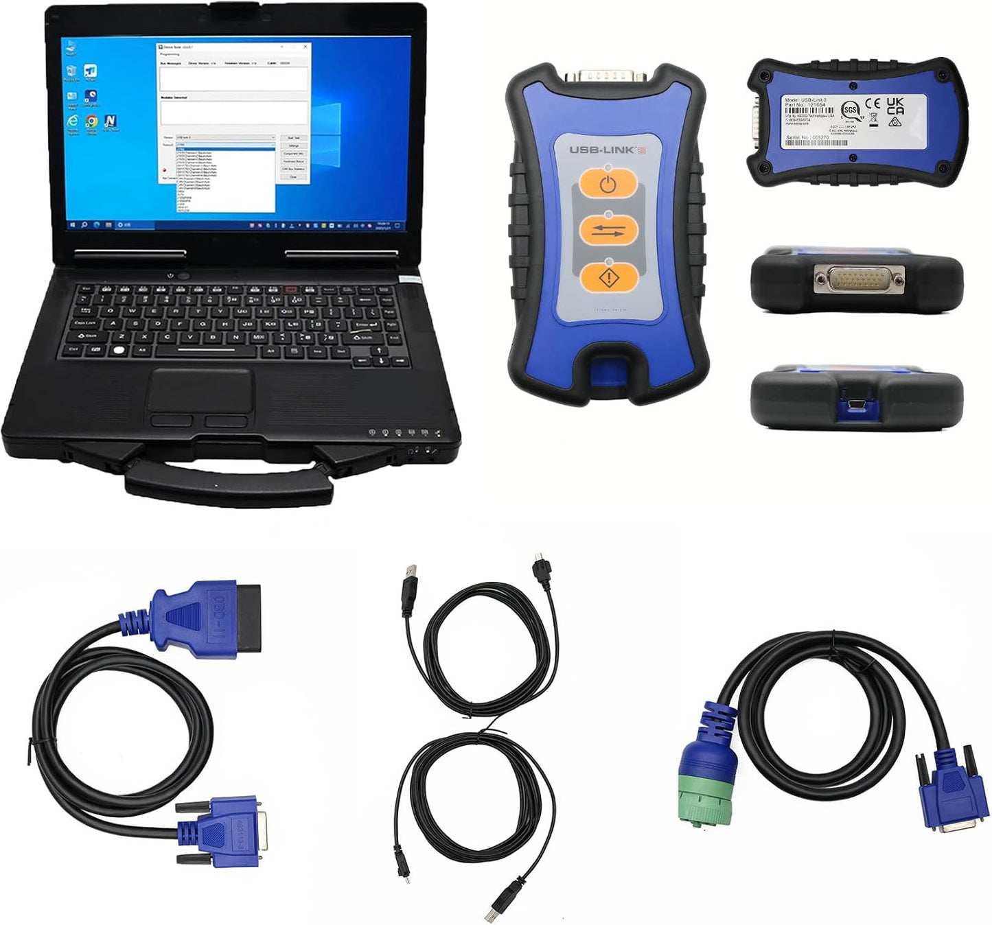 for Nexiq USB Link 3 Wired Edition Universal Truck Excavator Diagnostic Scanner Repair Info Database Plug & Play for Heavy Duty Diesel Engine Code Reader Tool (Nexiq3 Support JP-ROo with Laptop)