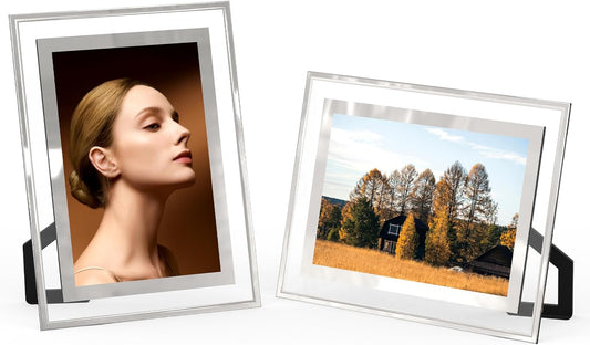4x6 Picture Frames Set of 2, Desktop Clear Glass Photo Frame Horizontal or Vertical Display for Landscape, Portrait, Wedding, Pet Photos