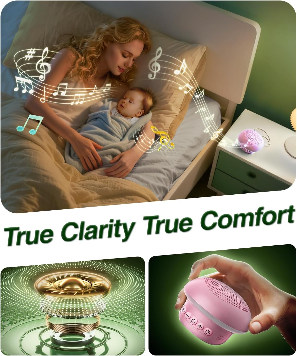 Portable White Noise Sound Machine for Baby Adults, 20 Soothing Sound & 30-Level Volume, 48H Runtime with 30/60/90min Timer, Memory Recall, Soft Night Light for Sleep, Home, Travel, Easy to Pocket
