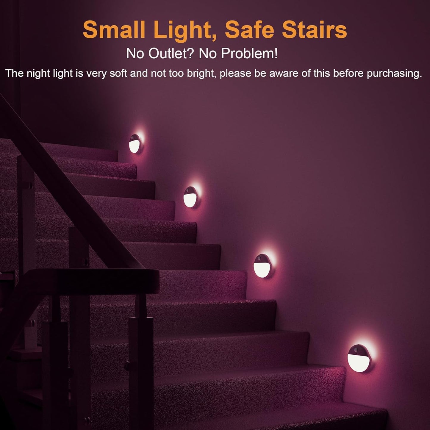 2 Pack Pink Battery Night Light, Motion Activated Night Light, 2.6" Small Sticky Lights, 3 Light Modes, Dimmable Soft Glow for Bedroom, Nursery, Baby, Kids, Sleep, Soothing Fear of The Dark