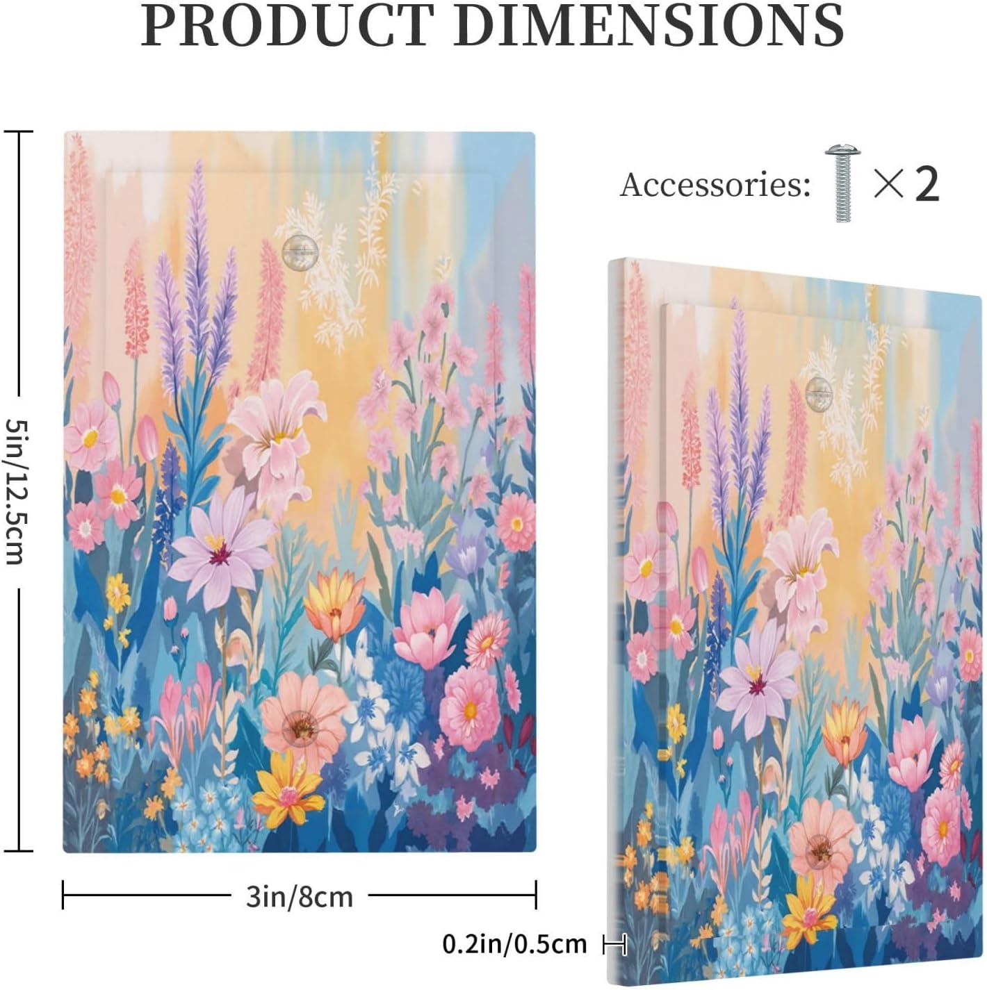 Light Switch Cover Plate Colorful Watercolor Flowers Wildflower Plants 1 Gang No Device Blank Wall Plate Electrical Outlet Cover Decorative Switch Plate Covers for Bathroom Home Decor