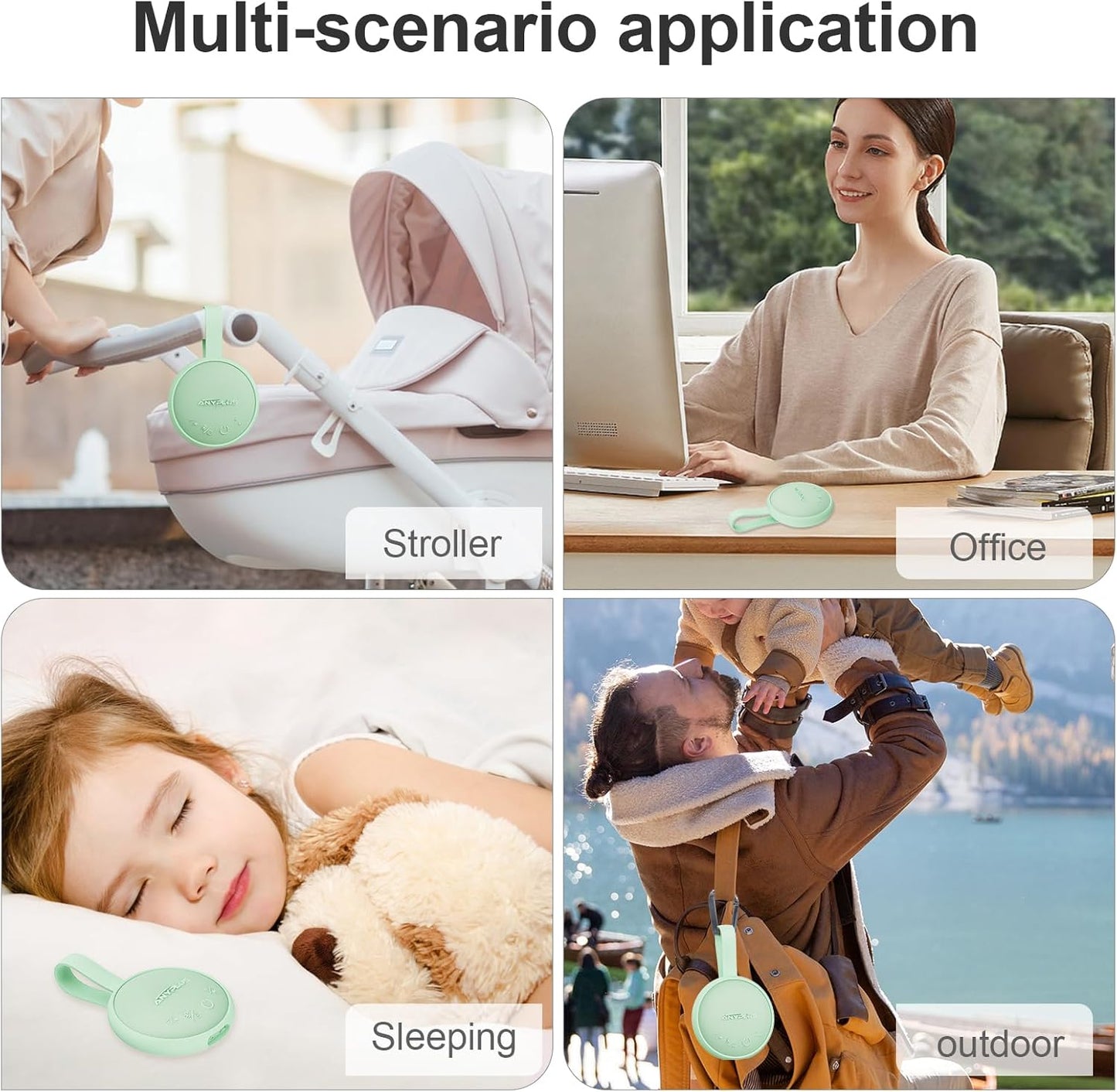 White Noise Sound Machine, Portable Sound Machine for Sleeping Adults & Baby, with Bluetooth 5.1/24 Soothing Sounds/Battery Powered/3 Timer Memory Function for Office/Bedroom/Travel（Green）