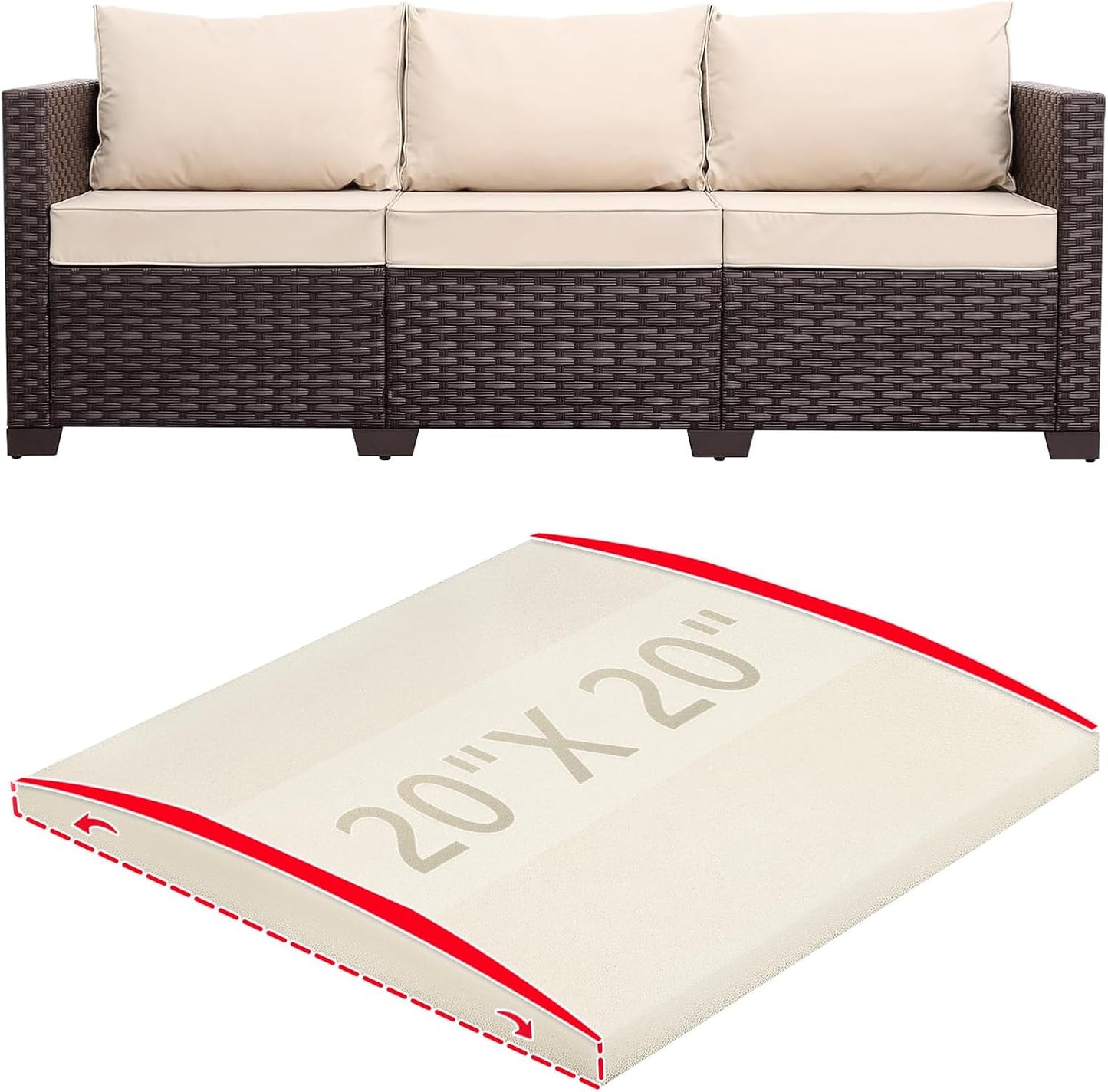 HAVARGO Couch Cushion Support for Outdoor Sagging Seat 20x20x2 Inches Couch Supports for Sagging Cushions, Quick-Drying and High Density Foam Sofa Cushion Support with Anti Slip Mesh Fabric Set of 1