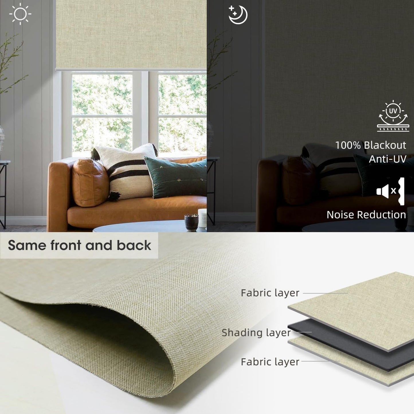 SmartWings Motorized Shades Window Blinds Remote Control Work with Thread Apple Homekit Z-Wave Alexa 100% Blackout Dual-Sided Automatic Smart Roller Shade Customized 16"-110" W (Bouvardia Cream)