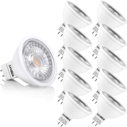 5W MR16 LED Landscape Light Bulbs, Low Voltage 12V 50W Halogen Replacement for Outdoor Landscape Spotlight and Indoor Track Light, GU5.3 Bi-Pin Base, Warm White 2700K, Non-Dimmable (Pack of 10)