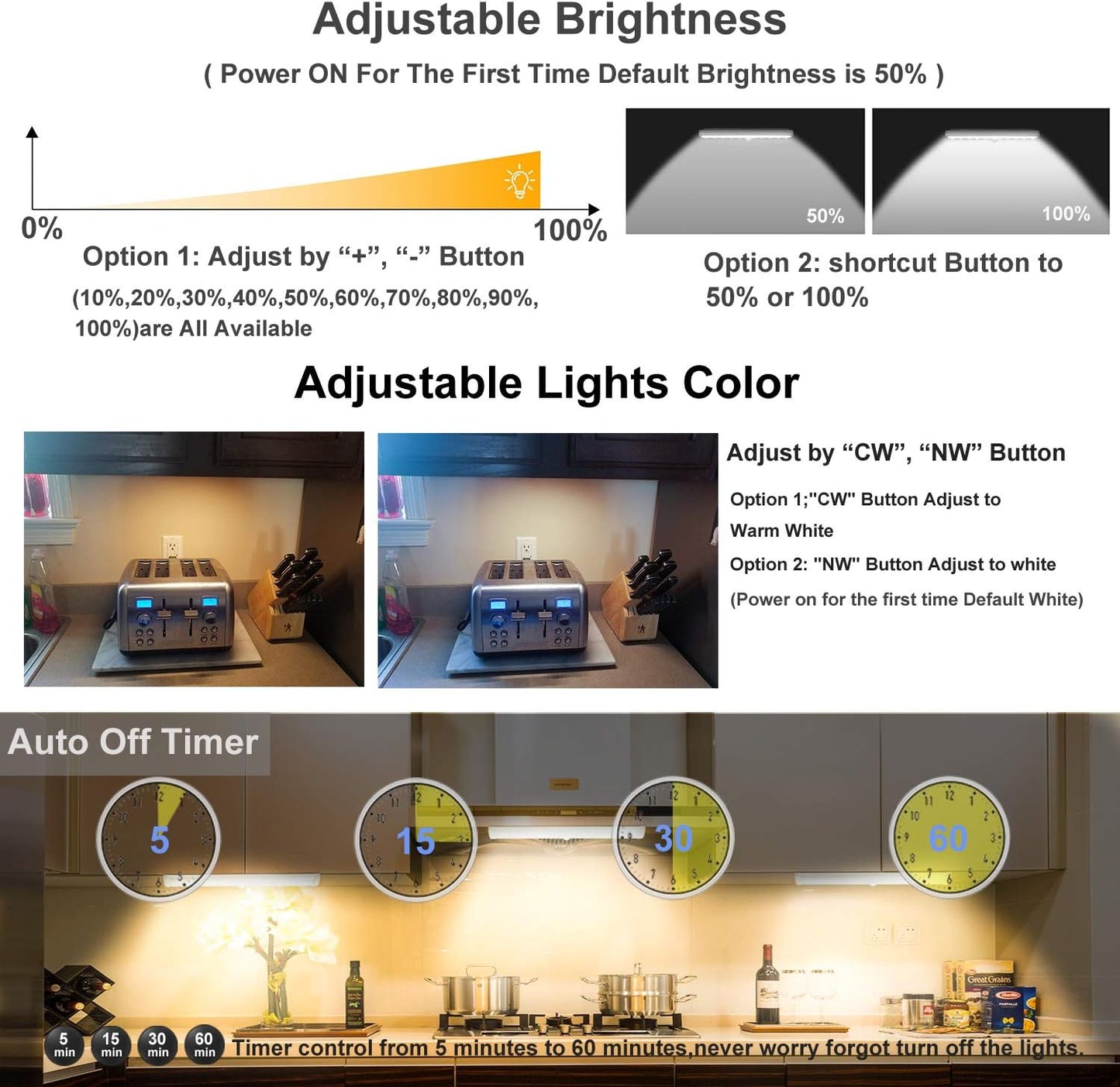 LDOPTO Under Cabinet Lights with Remote, Magnetic Rechargeable Under Counter Closet Lights, Wireless Night Light Bar Stick-On, for Kitchen Wardrobe Cupboard Stairs Bedroom, 2-Pack, Warm White