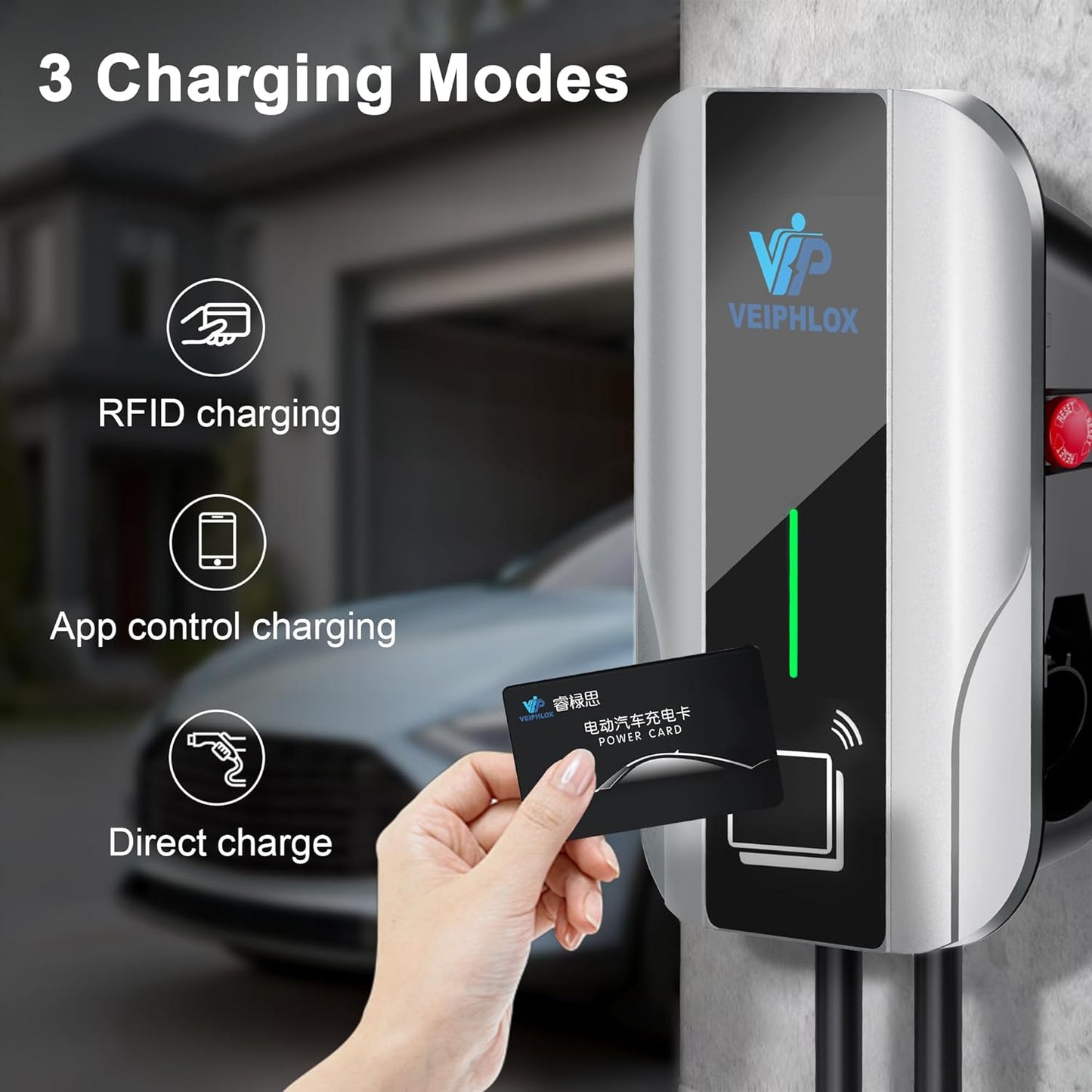 Level 2 EV Charger 40 Amp, EV Chargers for Home, Electric Car Charger w/ RFID Card, Smart Electric Vehicle Charging Stations, EVSE with App, Wi-Fi and Bluetooth Enabled J1772– GEN 2