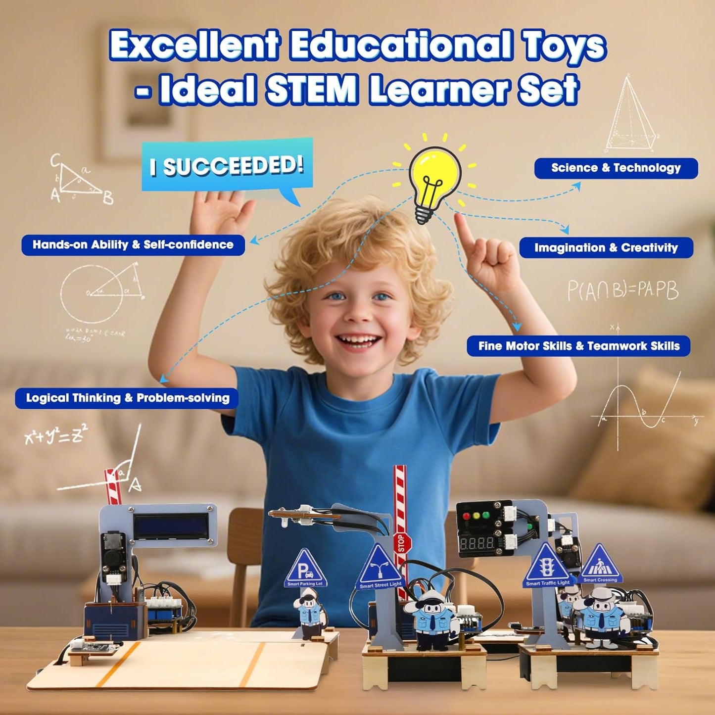 ESP32 IoT Smart Traffic Starter Kit for Kids 10+, 3D Wooden Puzzles STEM Science Kit School Educational Set DIY Crafts Coding Toys for Adults Teens 9 10+
