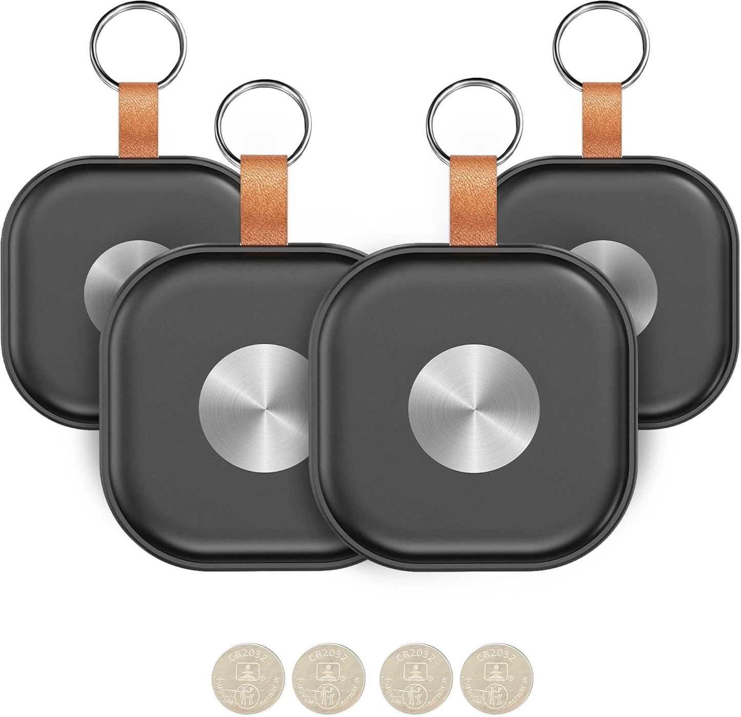 Air Tracker Tags-4 Pack, Item Finder Work for Find My APP (iOS Only), Worldwide Tracker for Keys, Bags Luggage, Suitcases and Wallet, Key Finder Locator with Sound, Replaceable Battery, Black