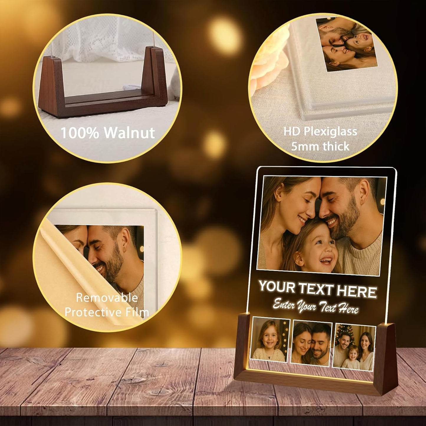 LOUISMIAA Customized Picture Frames with Night Light,Decorative Plaque Anniversary Birthday Mother’s Day Father’s Day Valentine’s Personalized Gifts Same Day Shipping