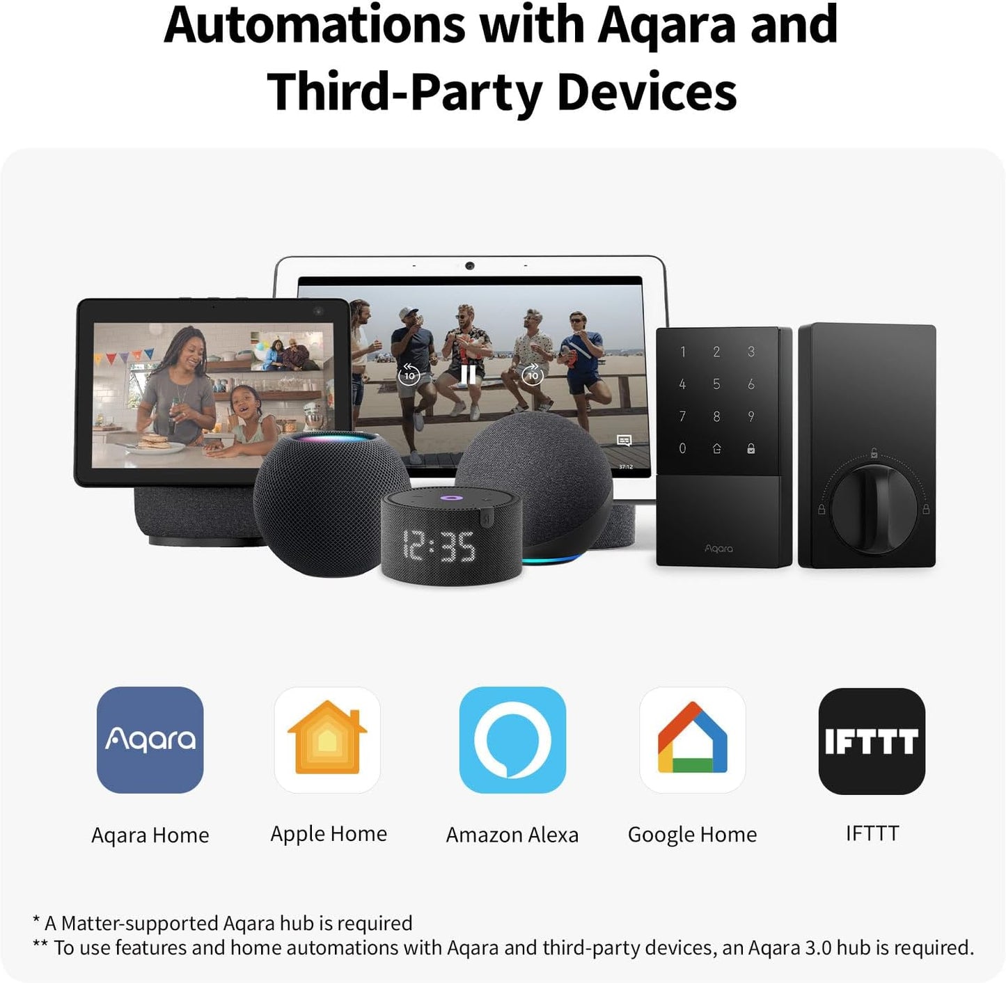 Aqara Smart Lock U50, Keyless Entry Door Lock with Apple Home Key, Bluetooth Deadbolt Lock, App Remote Control, Supports Apple HomeKit, Matter, Google Home, Alexa, IFTTT, Black