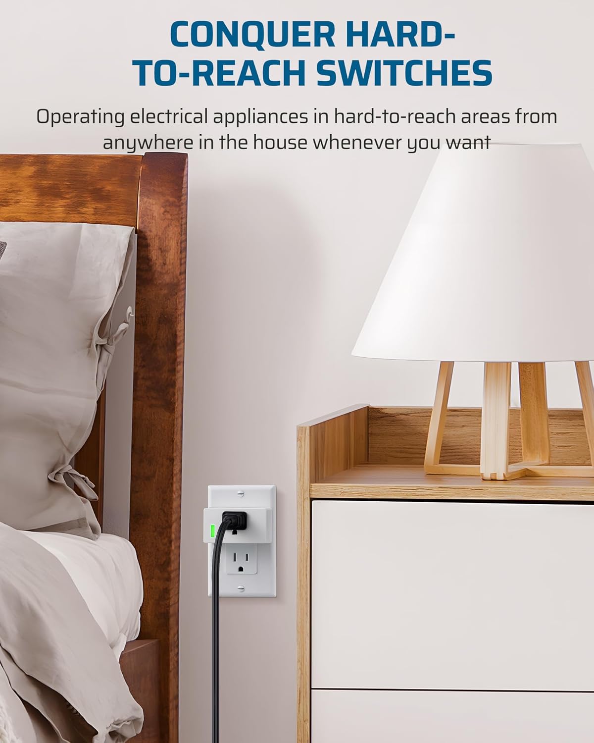 DEWENWILS 200FT Range Remote Control Outlet, No Interference Strong Signal, Indoor Wireless Outlet Switch for Lamps, Fans, Christmas Lights, 15A/1800W, ETL Listed (5 Outlets + 2 Remotes)