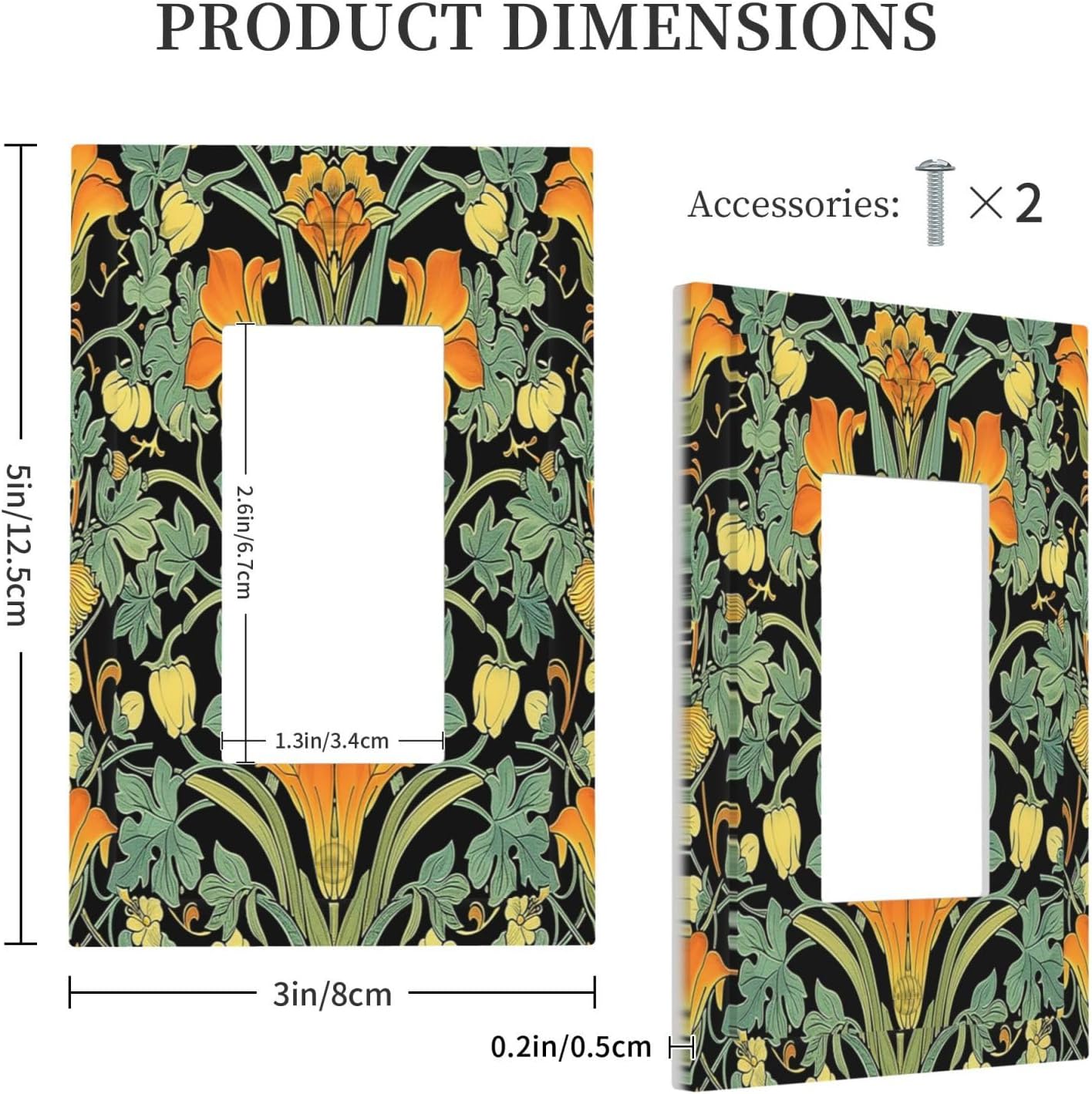 Decorative Outlet Covers William Morris Vintage Floral Green Yellow 1 Gang Single Rocker Light Switch Cover Plate Wall Plates GFCI Faceplate for Bedroom Home Decor