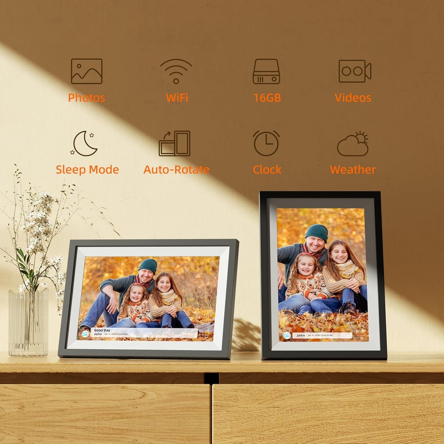 Digital Photo Frame,10.1 Inch Frameo Digital Picture Frame, 1280x800 IPS LCD Touch Screen,Auto-Rotate,16GB, Supports SD Cards,Share Moments Instantly via Frameo App from Anywhere,Gifts for Your Loves