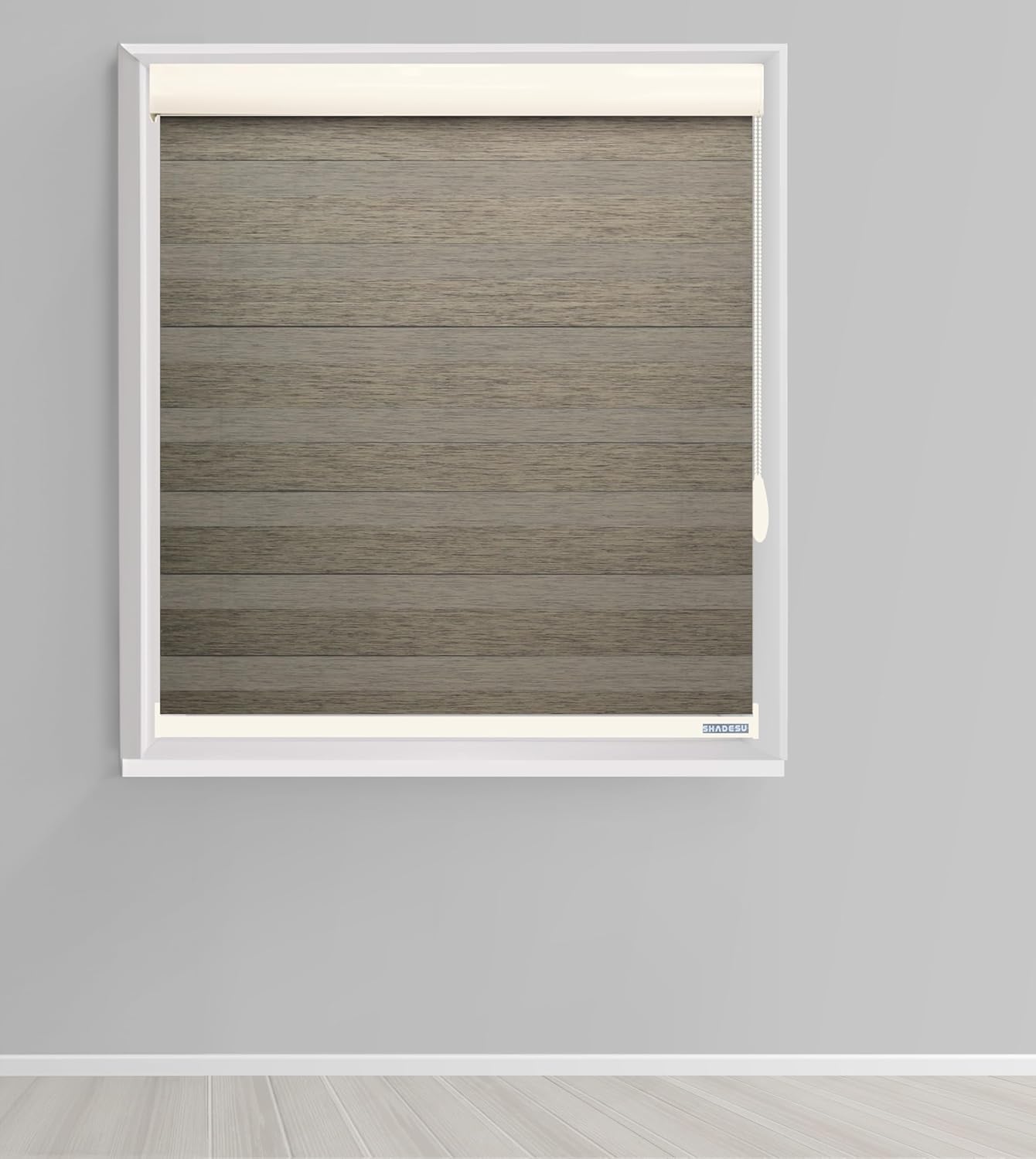 Shadesu Custom Size Zebra Blinds for Windows, 25" W x 72 H, Brown, Dual Layer Free-Stop Zebra Shades, Light Control for Day and Night, Sheer Blinds for Indoor Windows, Bedroom, Kitchen