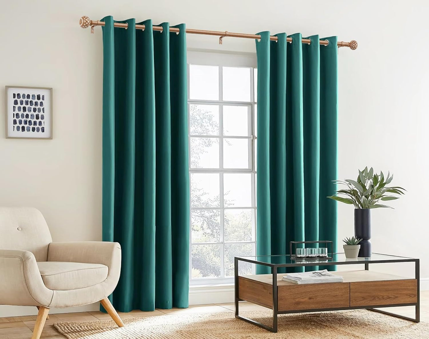 TONIAL Wood Curtain Rod 32 to 58 Inches, 7/8 Adjustable Curtain Rods for Windows 20 to 54 Inches, Splicing Drapery Rods Decorative with Netted Texture Finials
