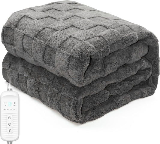 Electric Heated Blanket Throw - 50"x60" Heating Blanket Throw House Warming Gifts New Home, Ultra Soft Warm Flannel Sherpa Fast Heat,8 Heat Level 10 Hours Auto-Off ETL Certified