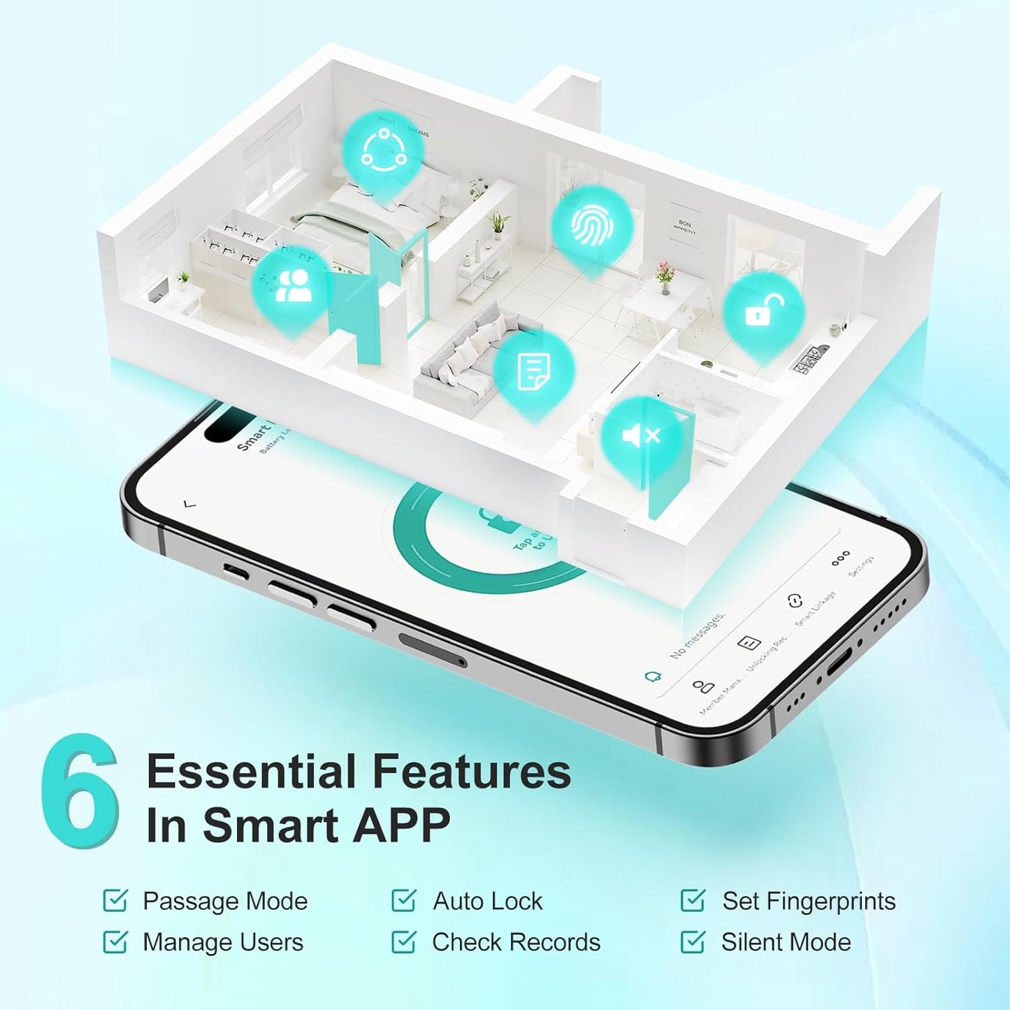 JO.KO Fingerprint Door Lock, Biometric Door Lock with App Control & Key, Smart Door Lock for Bedroom, Entry Door, Keyless Finger Print Door Knob with Thumb Print Black