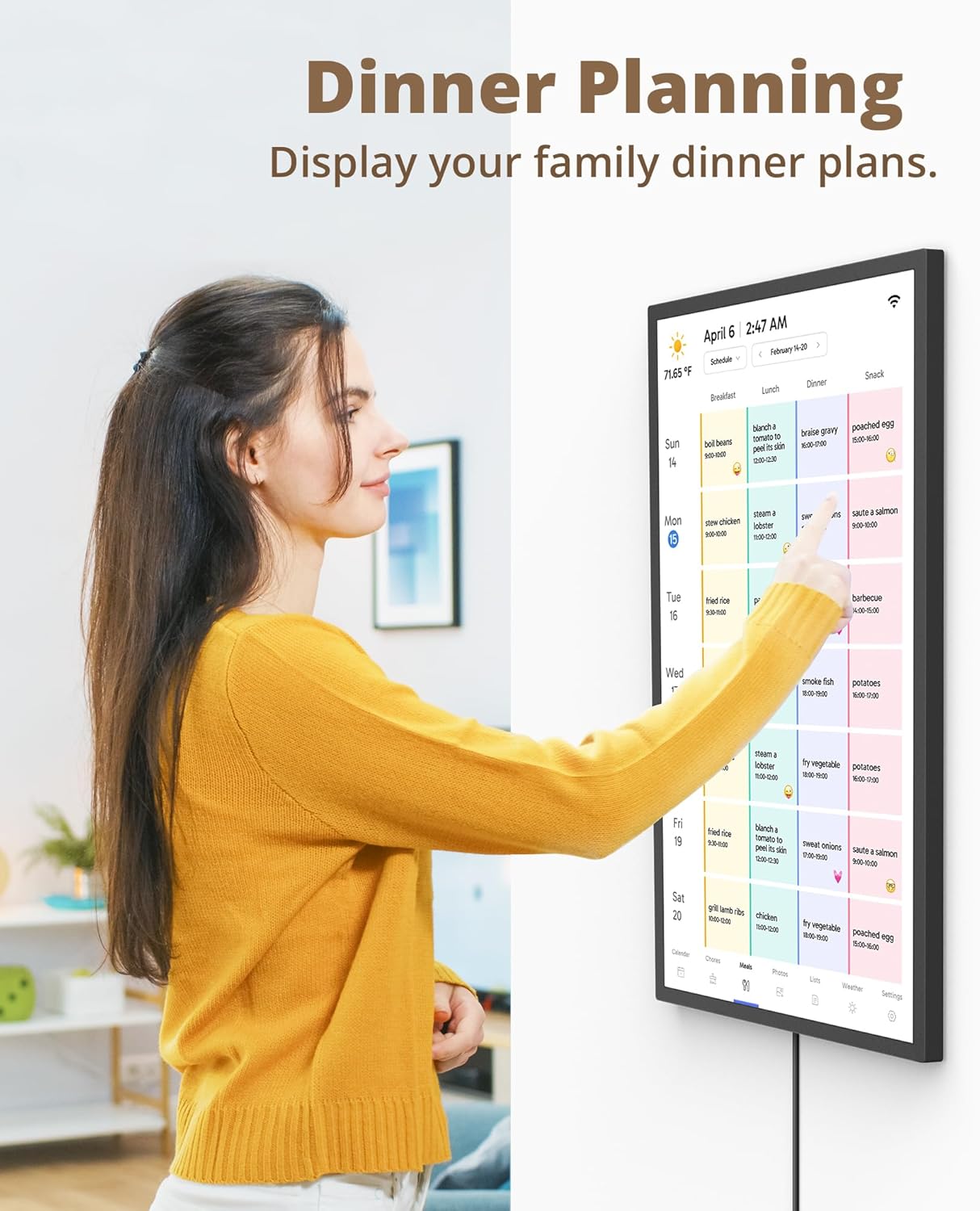 Dragon Touch 27 inch Digital Calendar Chore Chart – Interactive Touchscreen, Smart Family Planner, Hearth Display Desk Digital Calendar Seamless Scheduling Black