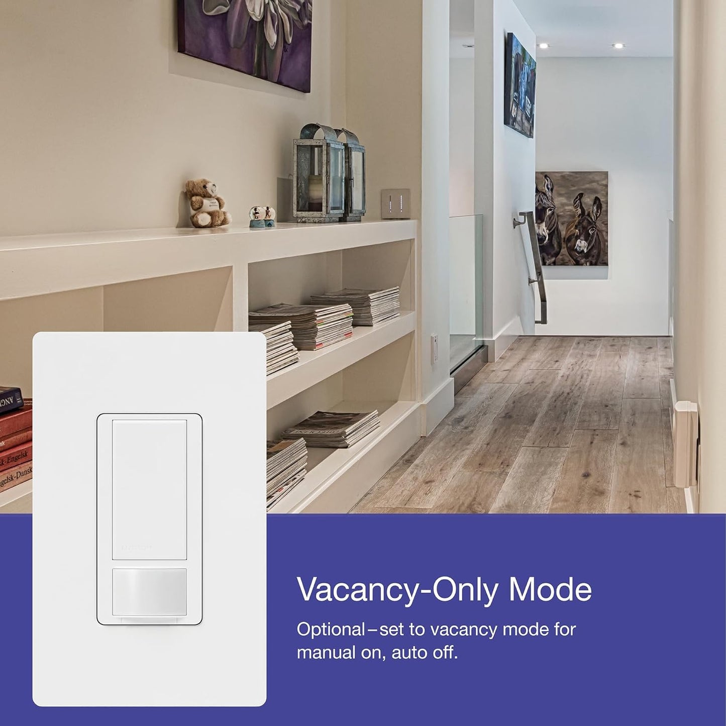 Lutron Maestro Motion Sensor Light Switch Indoor for Bathroom, Garage, Laundry Room, Closet, Occupancy Sensor Light Switch, Single-Pole, No Neutral, MS-OPS5M-IV