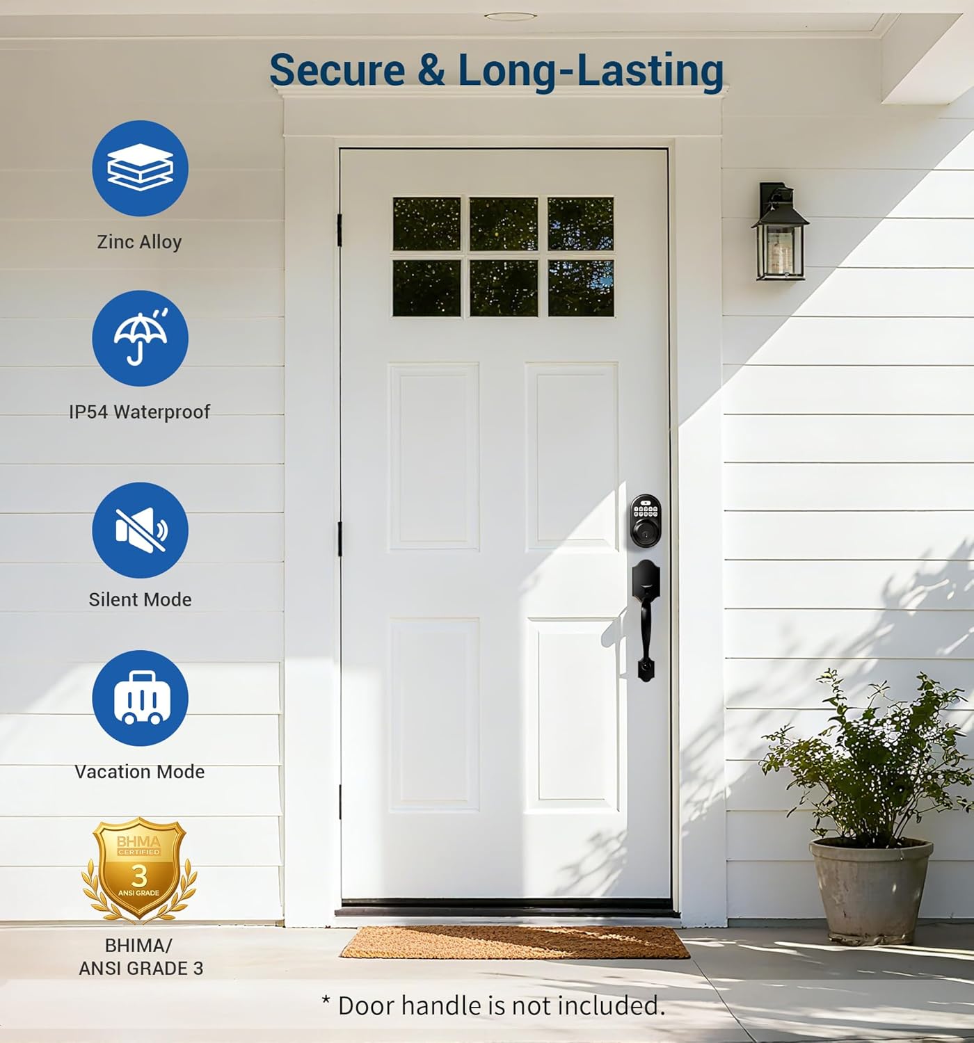 Veise Keyless Entry Door Lock, Electronic Keypad Deadbolt, Keyed Entry, Auto Lock, Anti-Peeking Password, Back Lit & Easy Installation Design, Matte Black