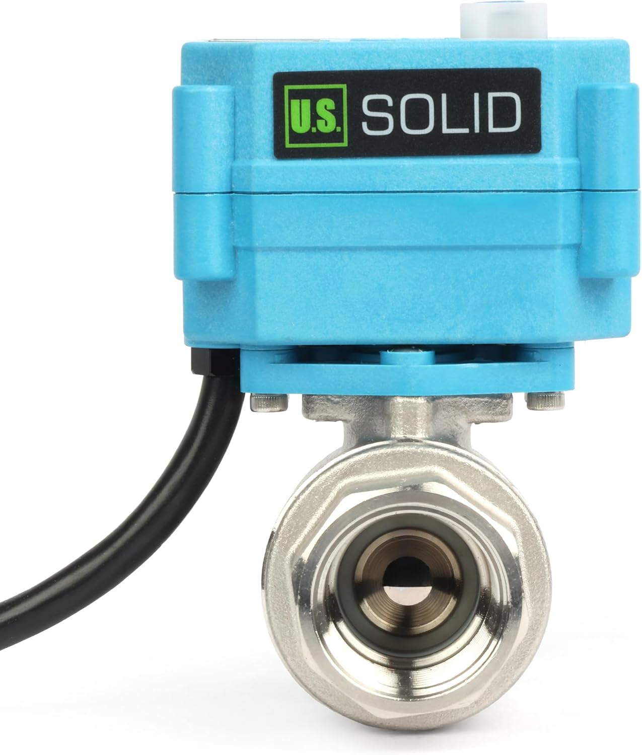 U.S. Solid 3/4 inch NPT 304 Stainless Steel Motorized Ball Valve - Plastic Electrical Ball Valve, 2 Wire Auto Return, AC 110~230V, Normally Closed, IP67, NSF Certified