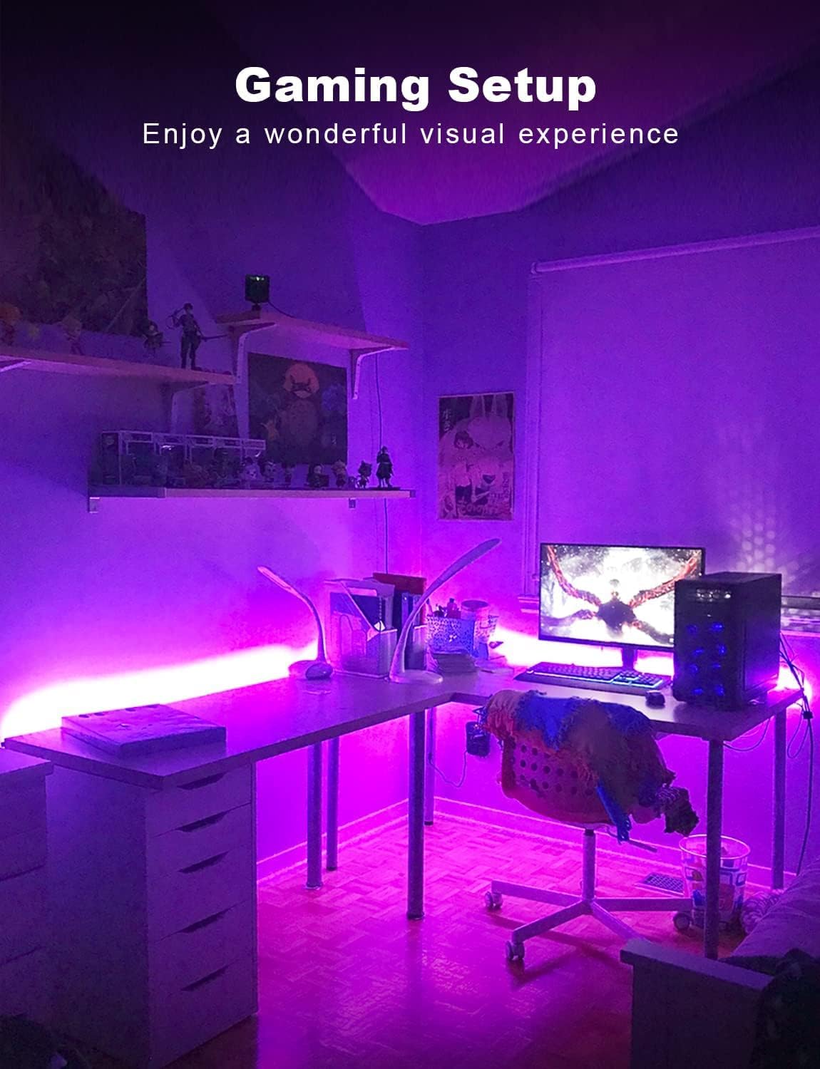 DAYBETTER Smart RGB Led Strip Lights, 100ft Led Lights for Bedroom with App Control, Multicolor Changing Led Light Strips Apply for Home Decor, Living Room, Kitchen, Home Party Decoration
