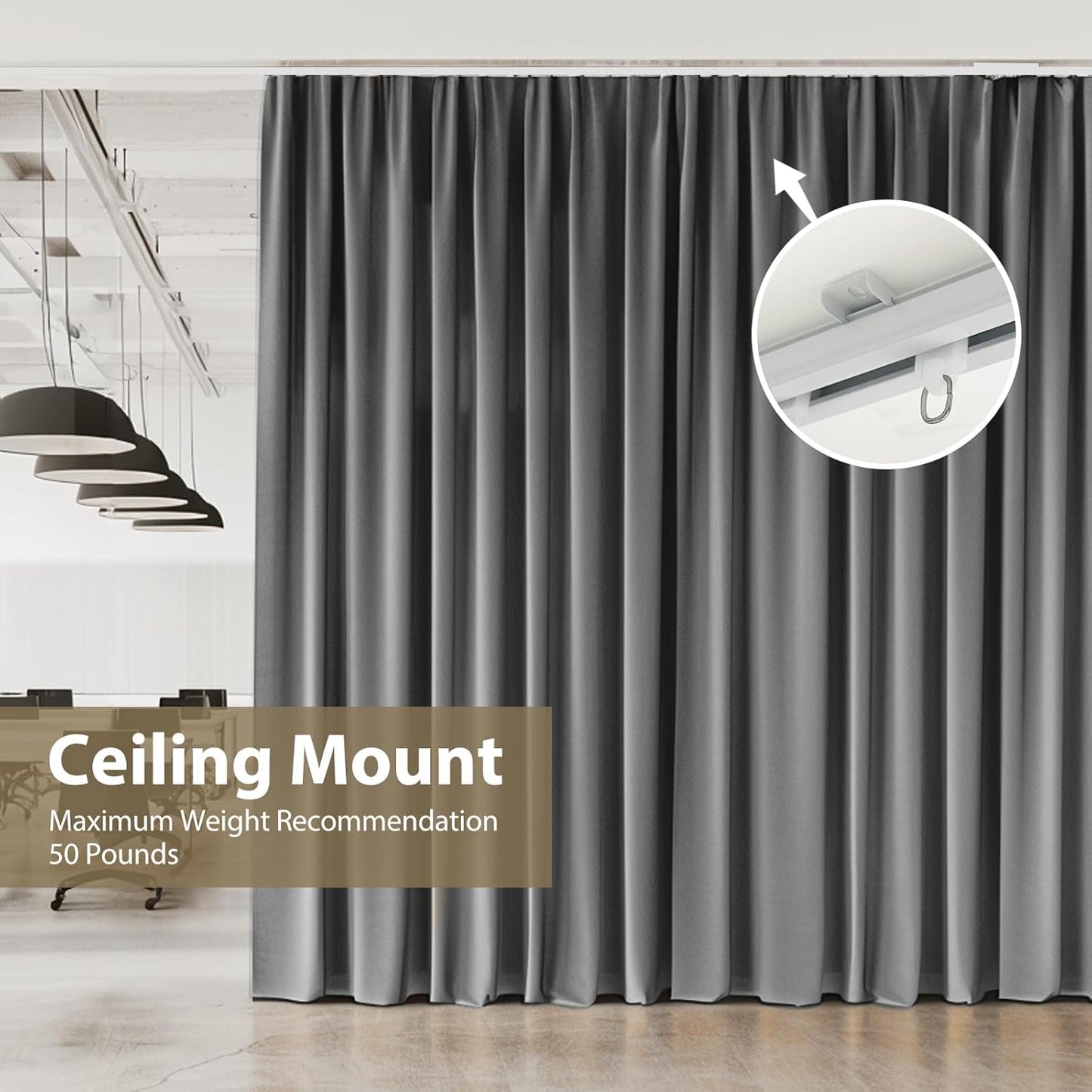 Curtain Tracks Ceiling Wall Mounted Heavy-Duty Curtains Rails Room Divider Track for Living Bedroom Shower White 3ft To 6ft
