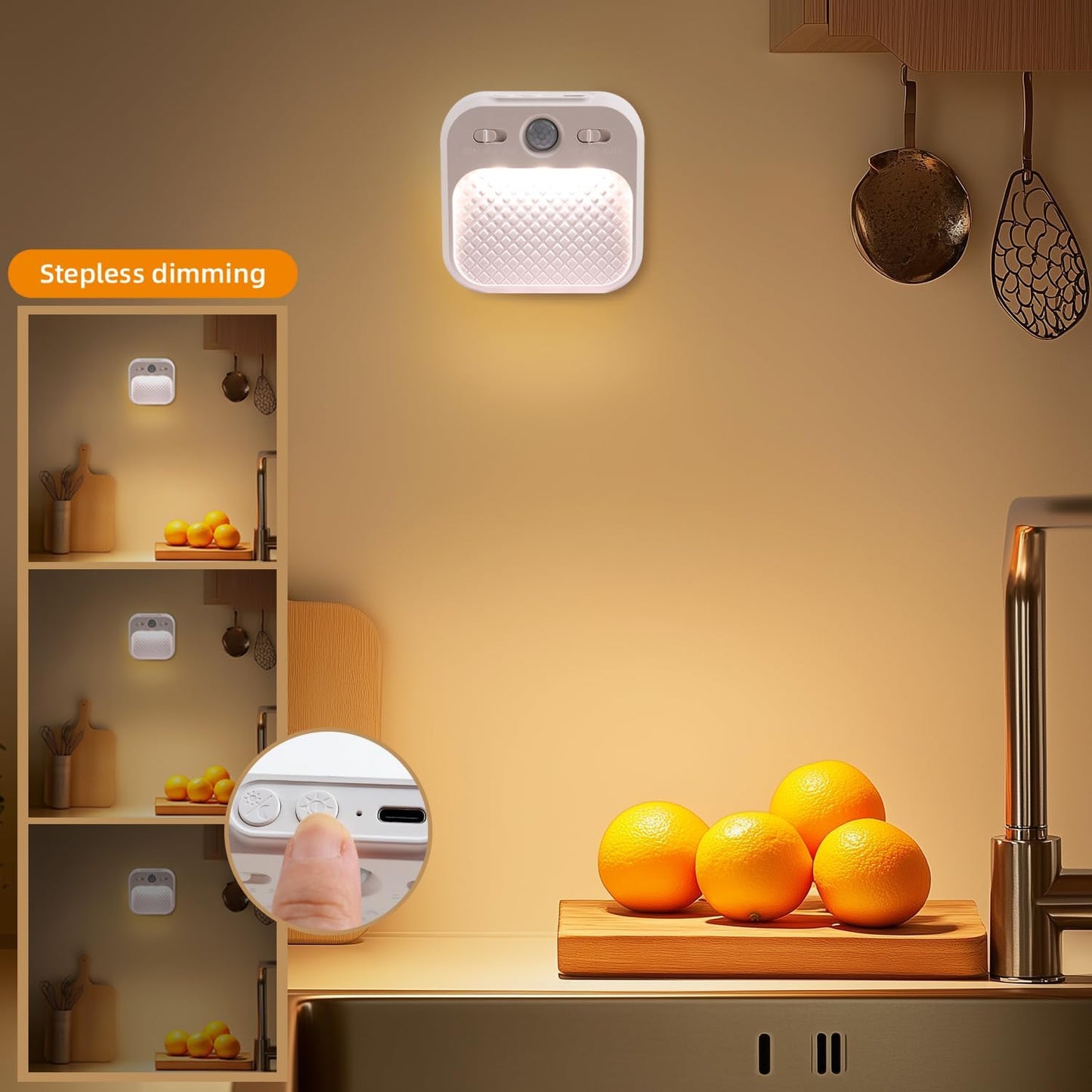 Led Night Light with Motion Detector 6 Pack, Cabinet Light Dimmable with Timer Function, Staircase Lighting 3 Color Temperature 3000/4500/6000K, Hallway Light Rechargeable 600mAh for Children's Room