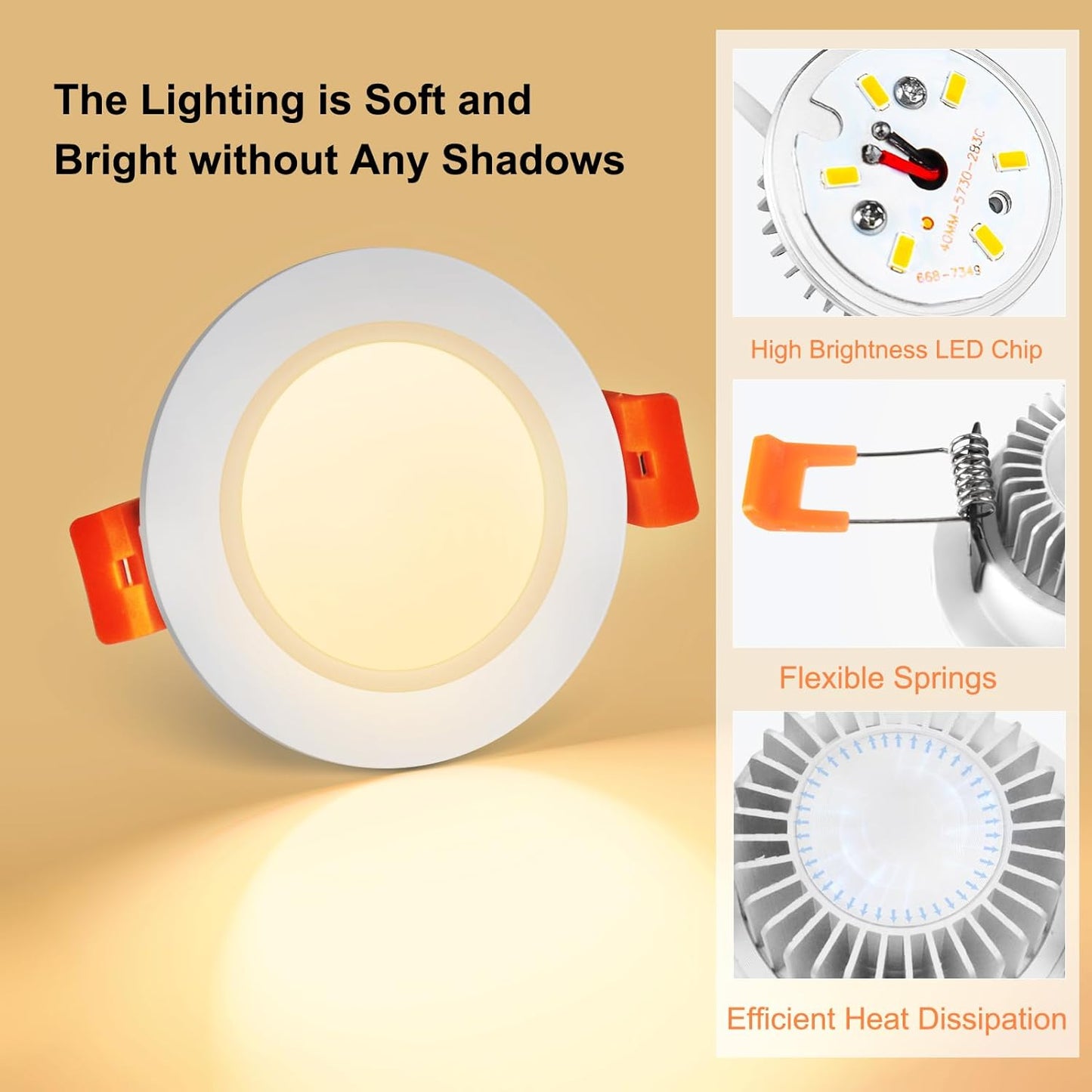 YGS-Tech 2 Inch LED Recessed Lighting, Dimmable Downlight 3W(35W Halogen Equivalent), CRI80, 2700K Ultra Warm White Ceiling Light with LED Driver (24 Pack)